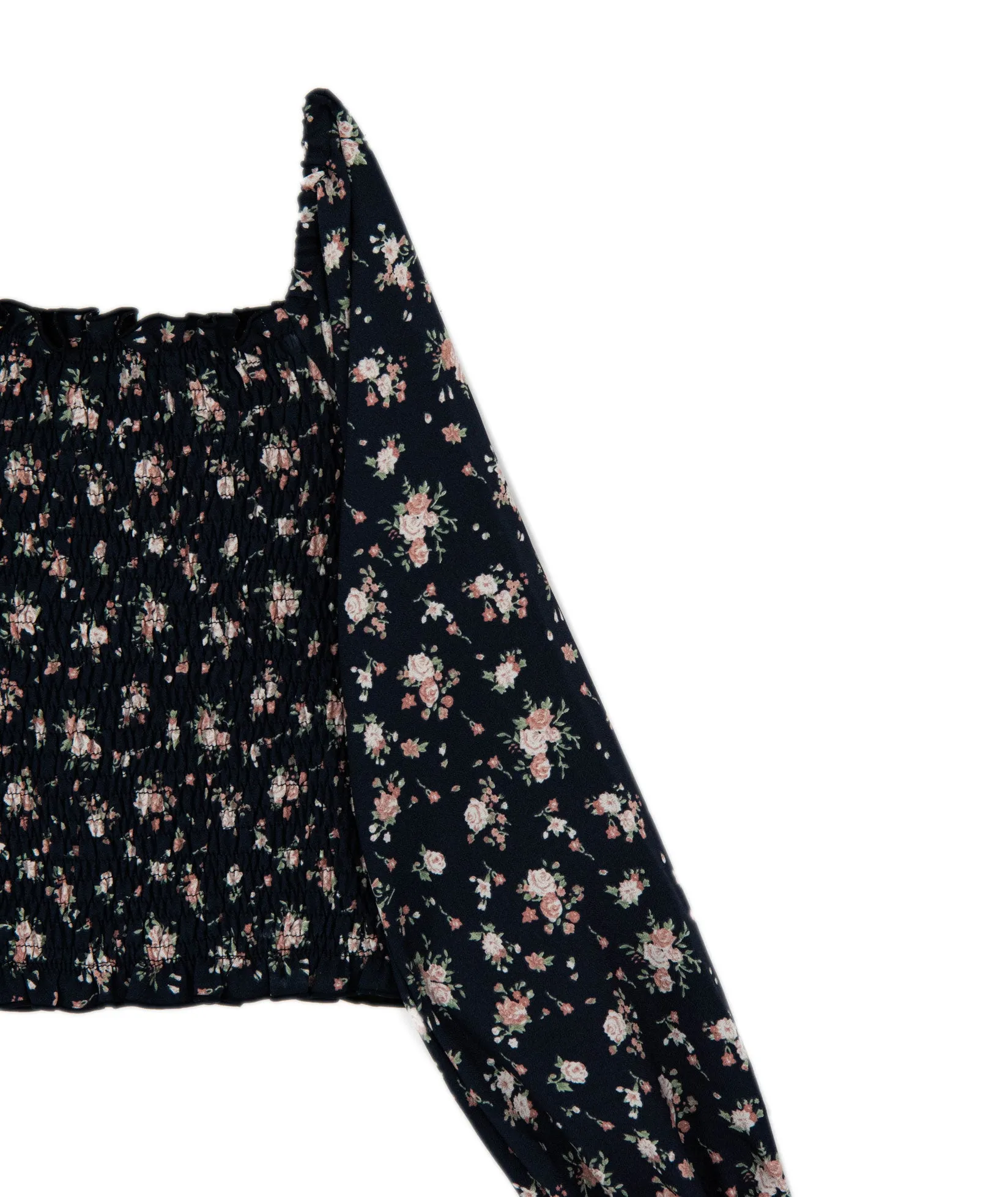 FBZ Girls Navy Pink Floral Chiffon Smock Top