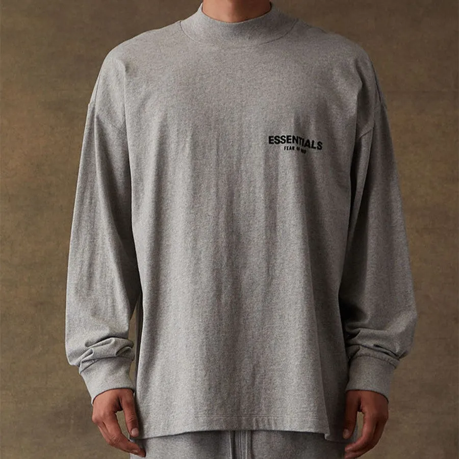 FEAR OF GOD Essentials Felt Logo Long Sleeve Tee Dark Oatmeal