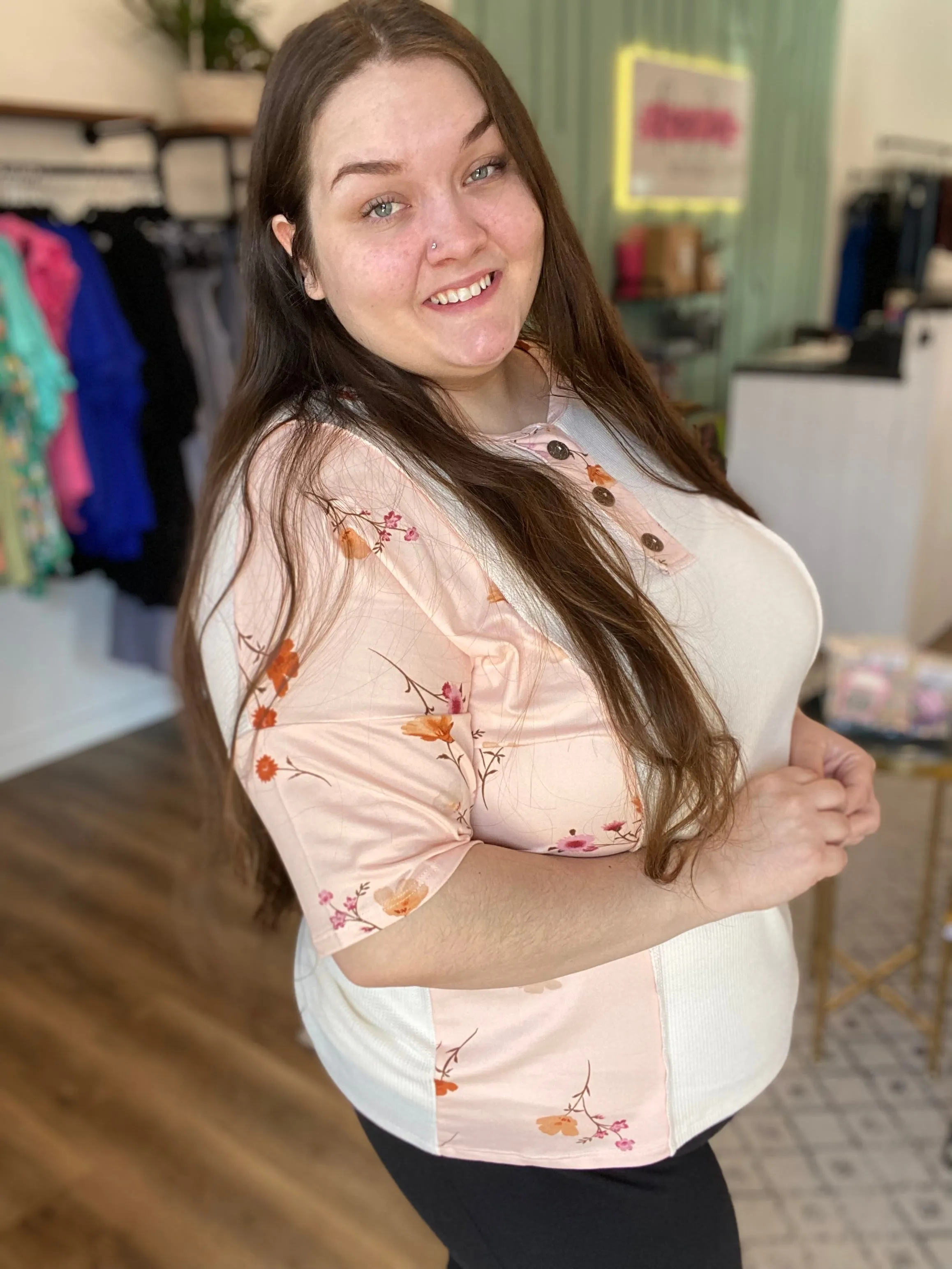 Floral Color Block Top