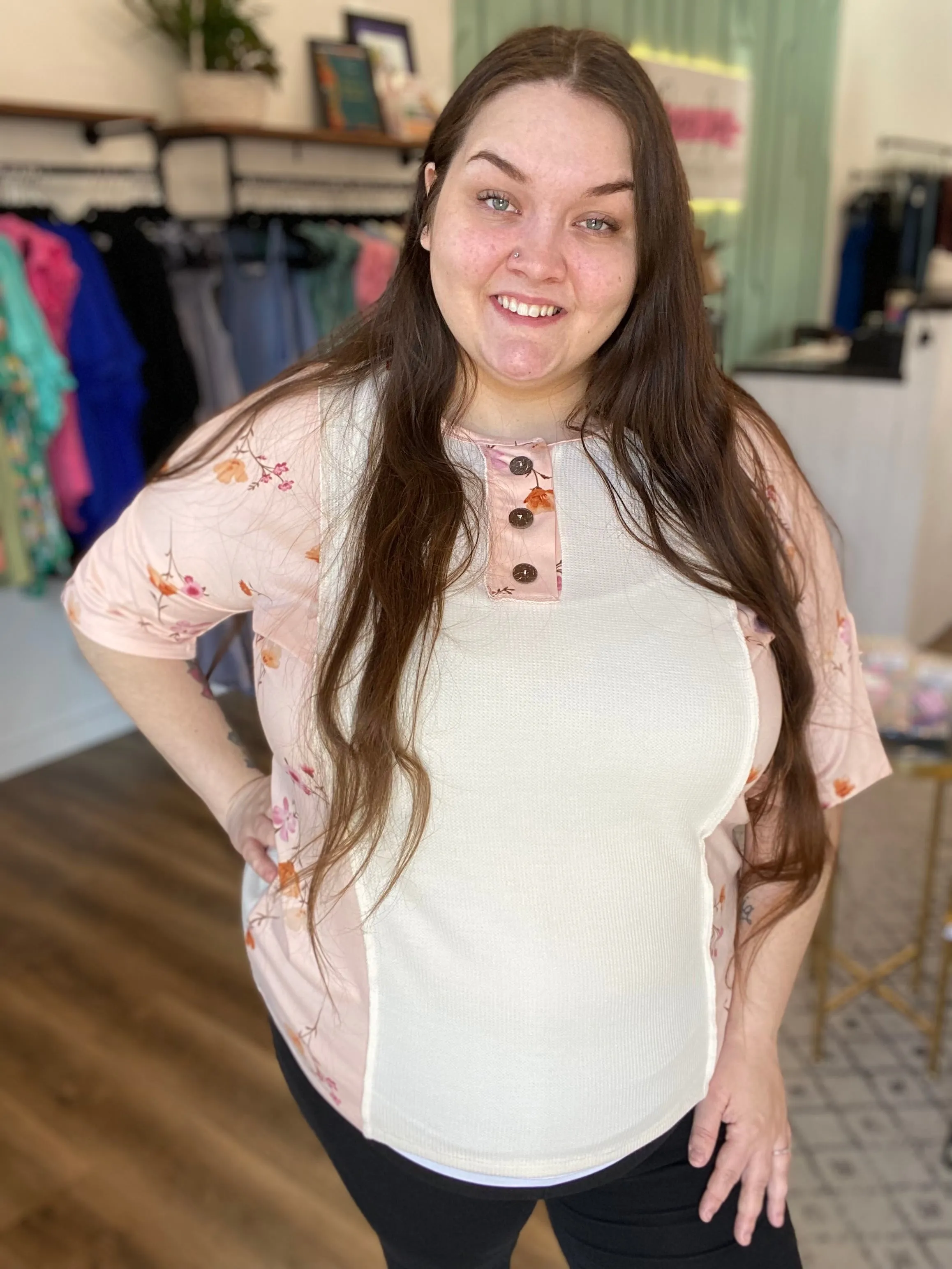 Floral Color Block Top