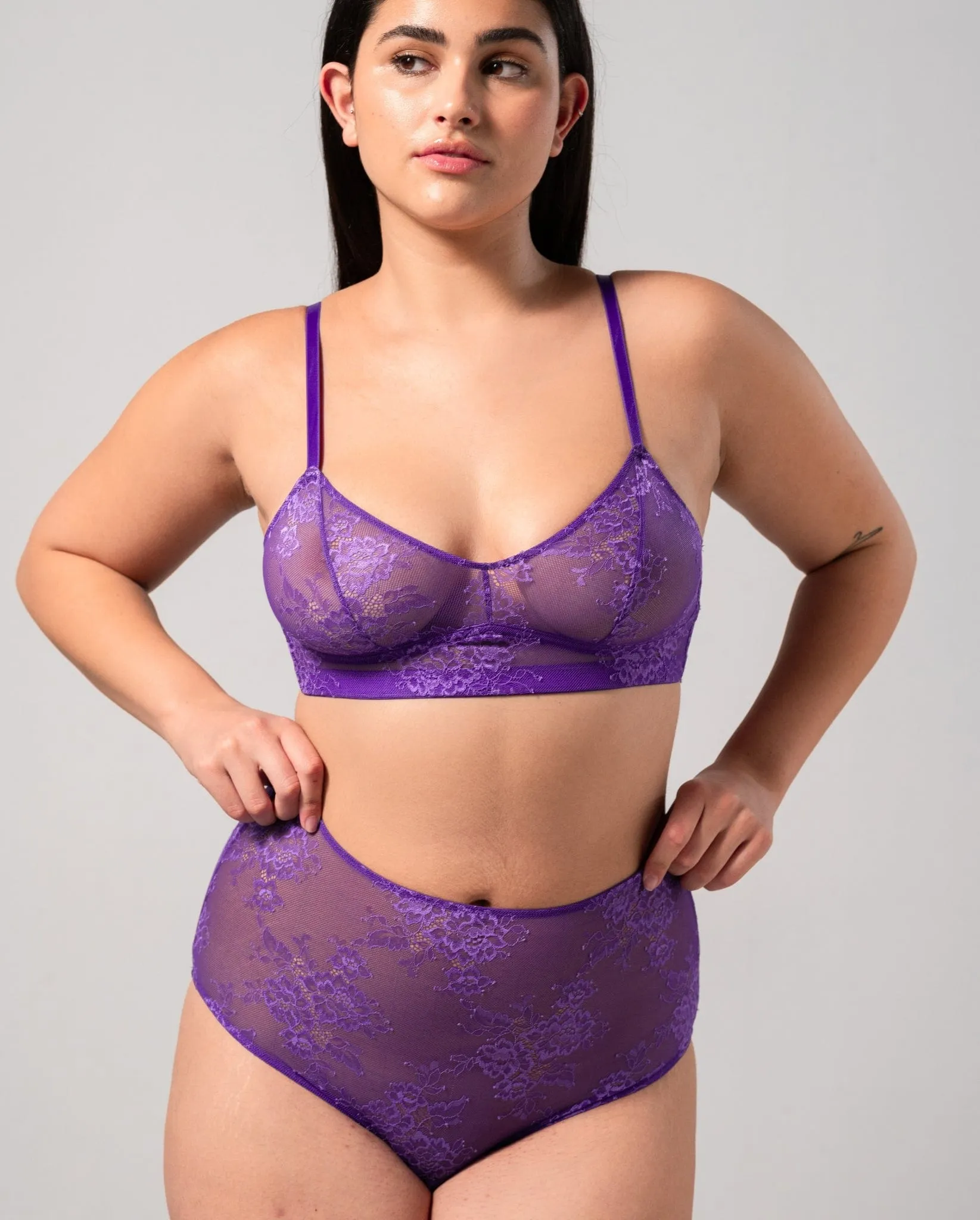 Floral Lace Highwaist Briefs Lilac