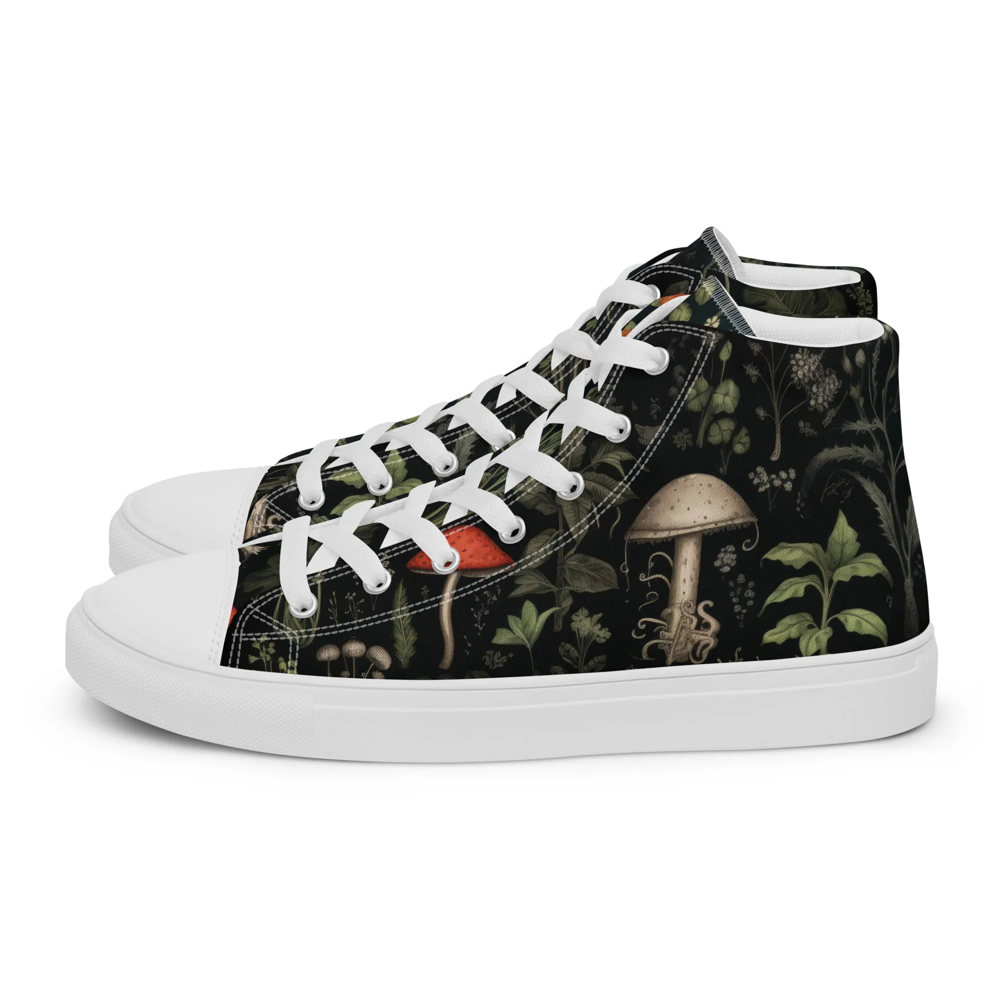 Foraging Women’s High Top Shoes - Botanical Vegan Sneakers - Comfortable Goth Trainers - Witchy Grunge Dark Academia