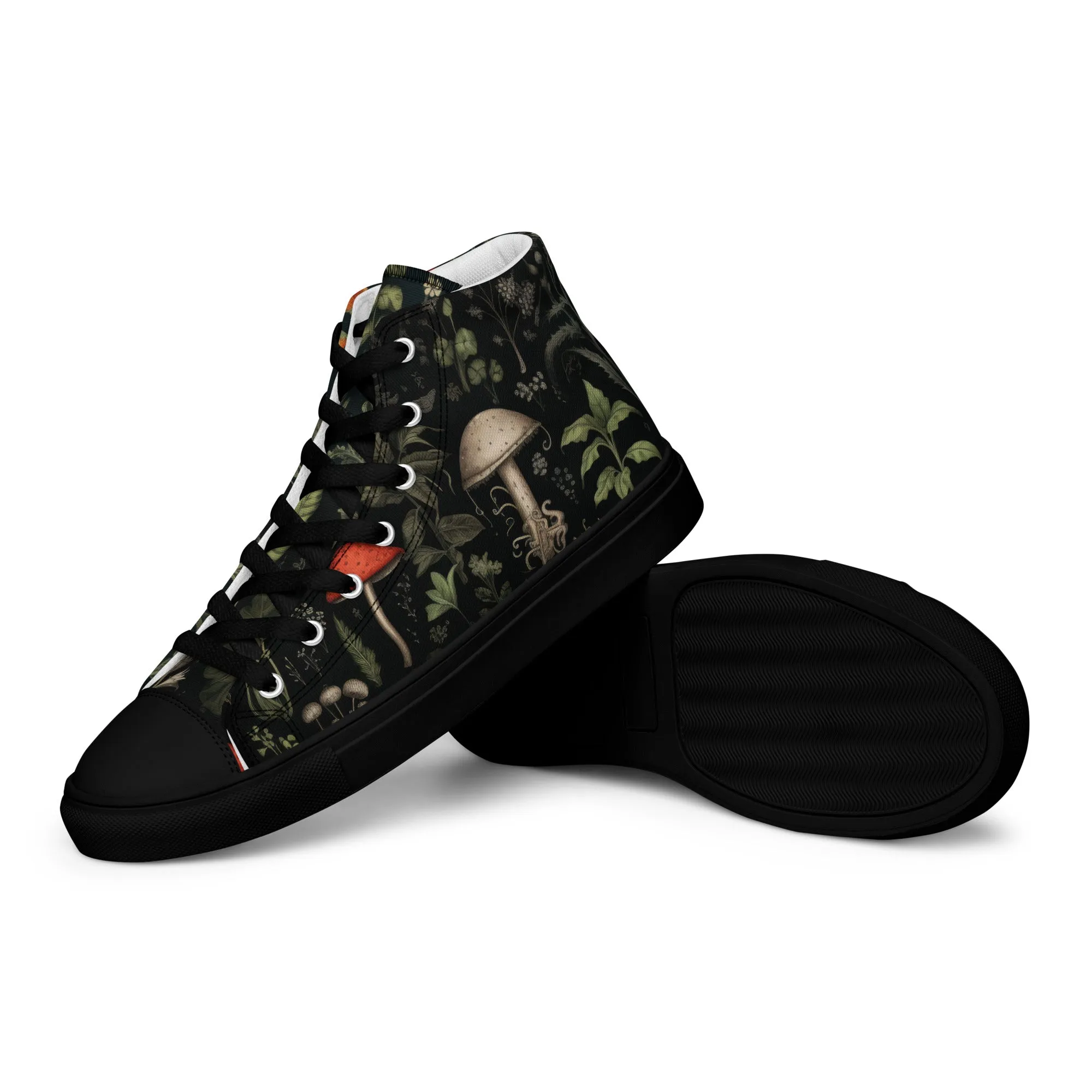 Foraging Women’s High Top Shoes - Botanical Vegan Sneakers - Comfortable Goth Trainers - Witchy Grunge Dark Academia