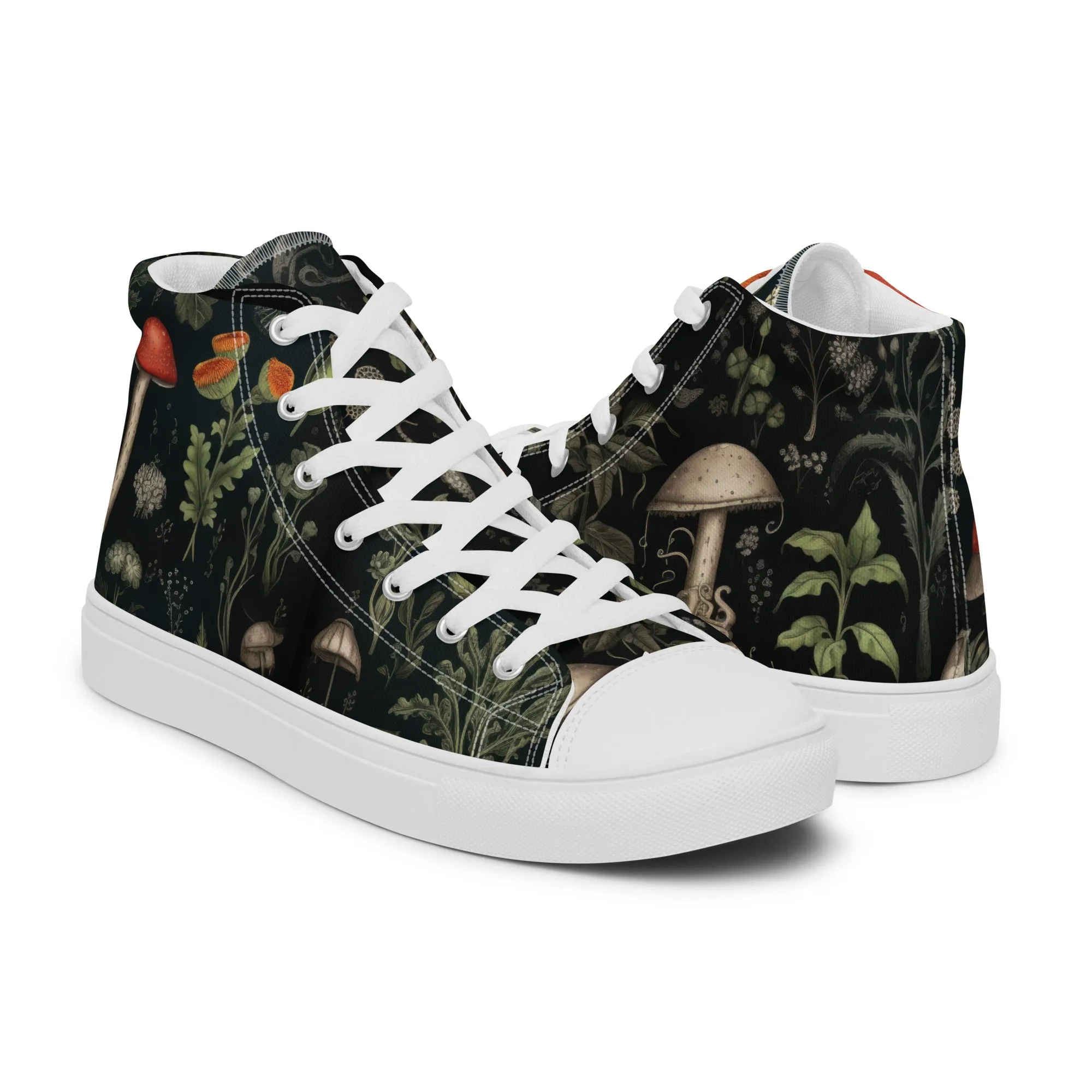 Foraging Women’s High Top Shoes - Botanical Vegan Sneakers - Comfortable Goth Trainers - Witchy Grunge Dark Academia