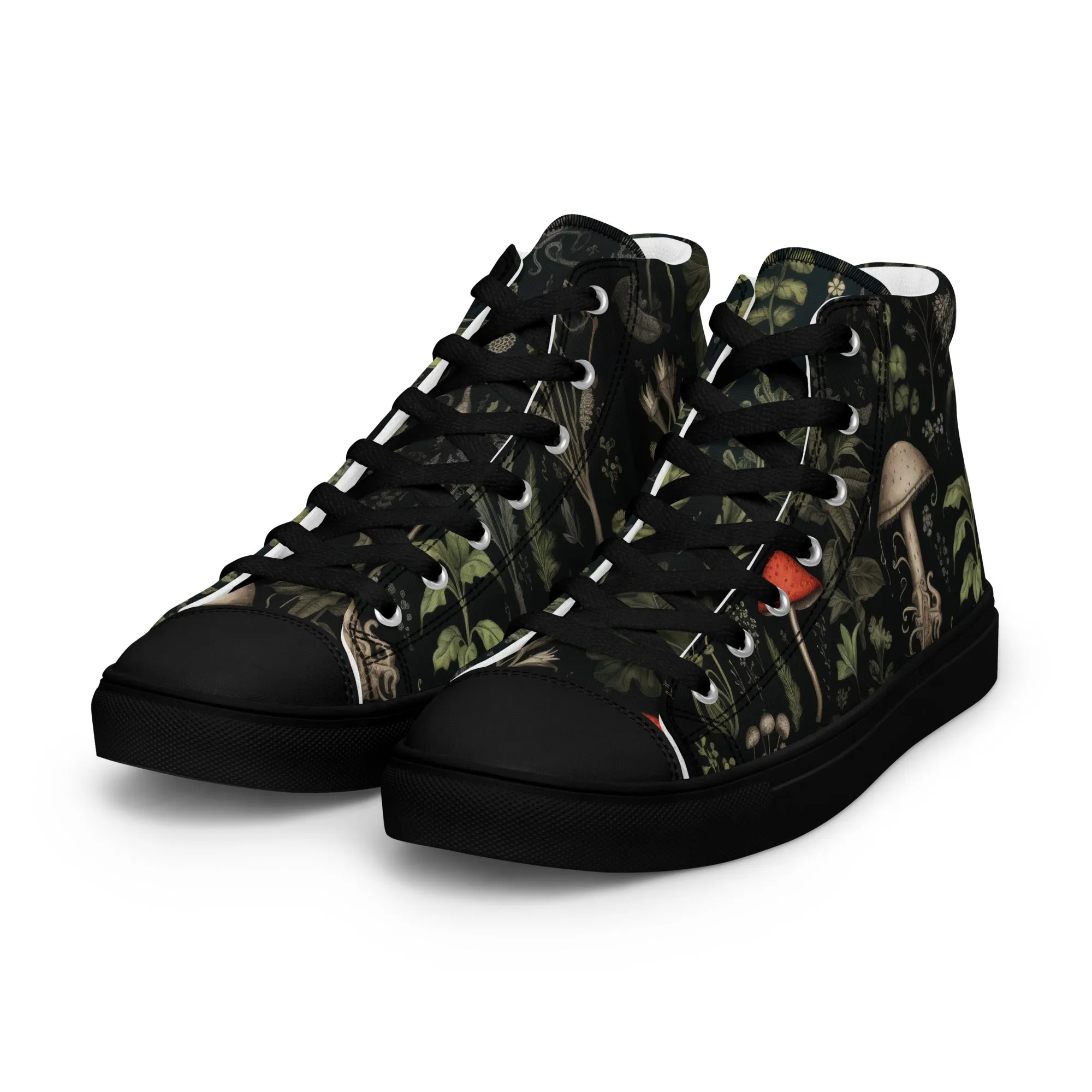 Foraging Women’s High Top Shoes - Botanical Vegan Sneakers - Comfortable Goth Trainers - Witchy Grunge Dark Academia