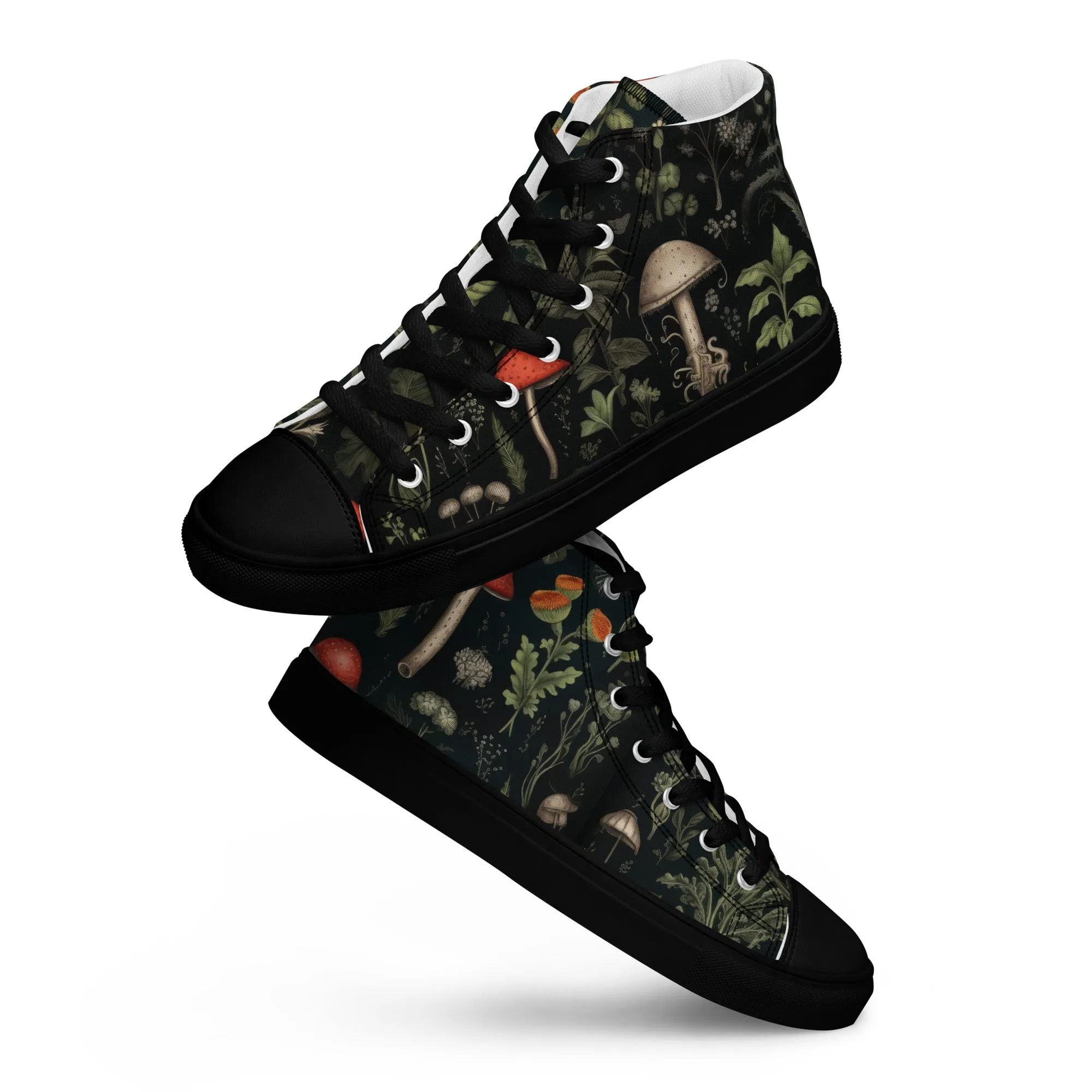 Foraging Women’s High Top Shoes - Botanical Vegan Sneakers - Comfortable Goth Trainers - Witchy Grunge Dark Academia