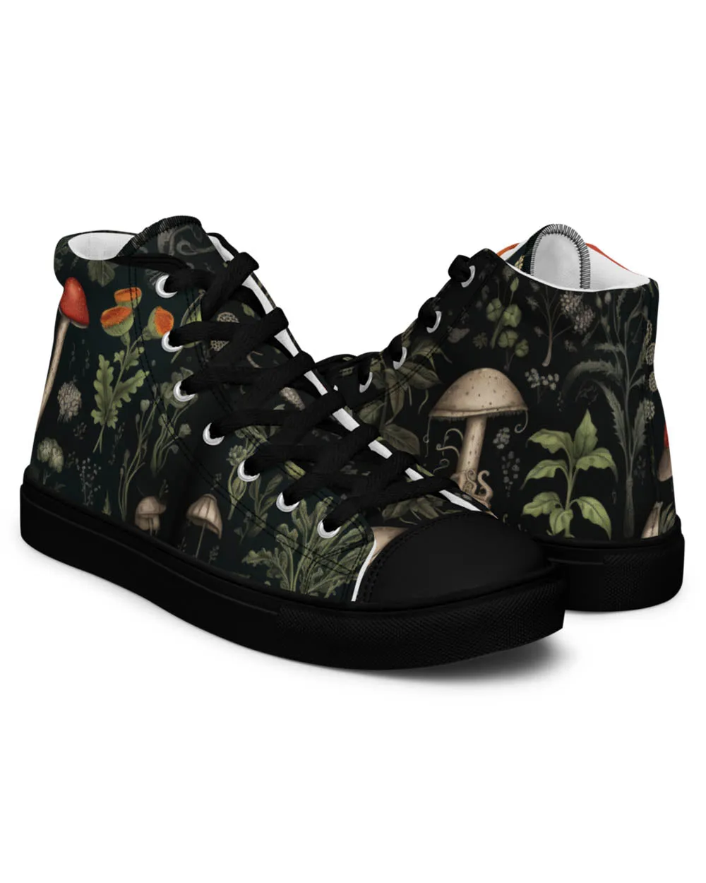 Foraging Women’s High Top Shoes - Botanical Vegan Sneakers - Comfortable Goth Trainers - Witchy Grunge Dark Academia