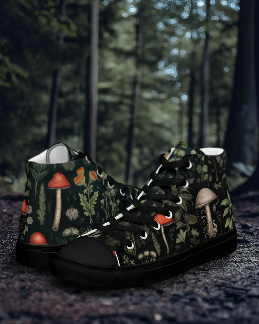 Foraging Women’s High Top Shoes - Botanical Vegan Sneakers - Comfortable Goth Trainers - Witchy Grunge Dark Academia