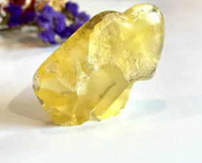 Golden Grass Fluorite Buffalo Carving