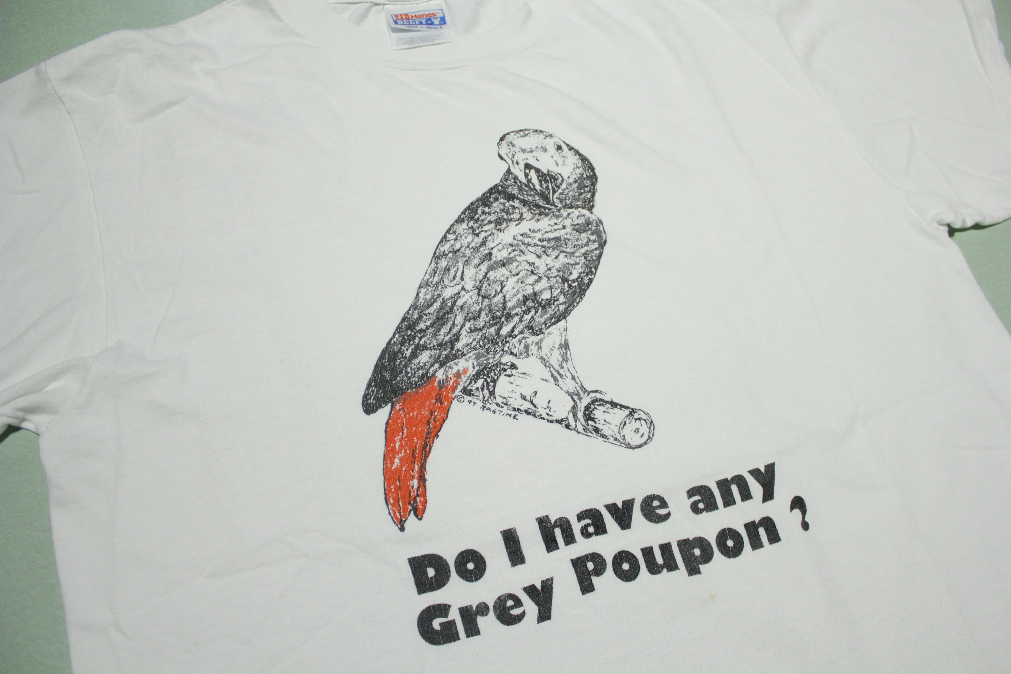 Grey Poupon Vintage 90's 1997 Funny Bird Shit T-Shirt