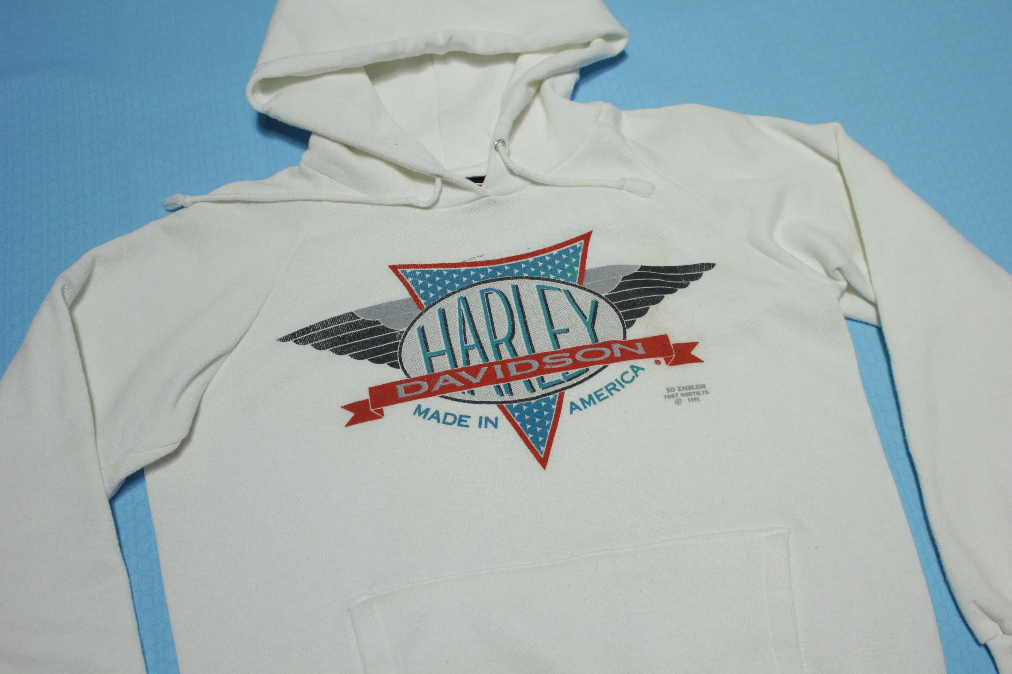 Harley Davidson Motorcycles Vintage 90's 1991 3D Emblem Hoodie Sweatshirt