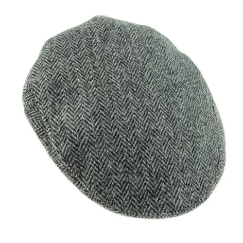 Harris Tweed Flat Cap (Grey Herringbone