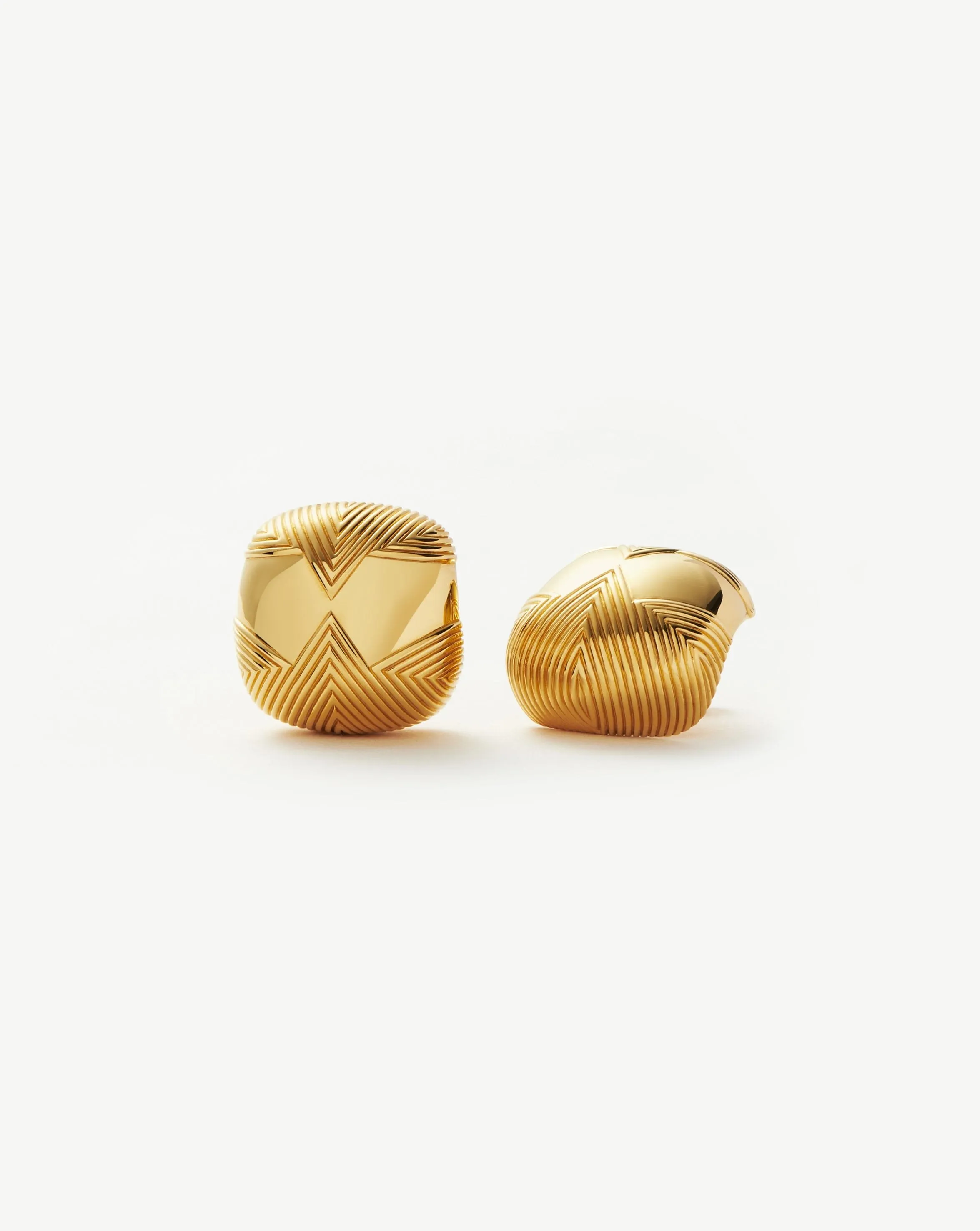 Hera Oversized Dome Ridge Stud Earrings | 18ct Gold Plated