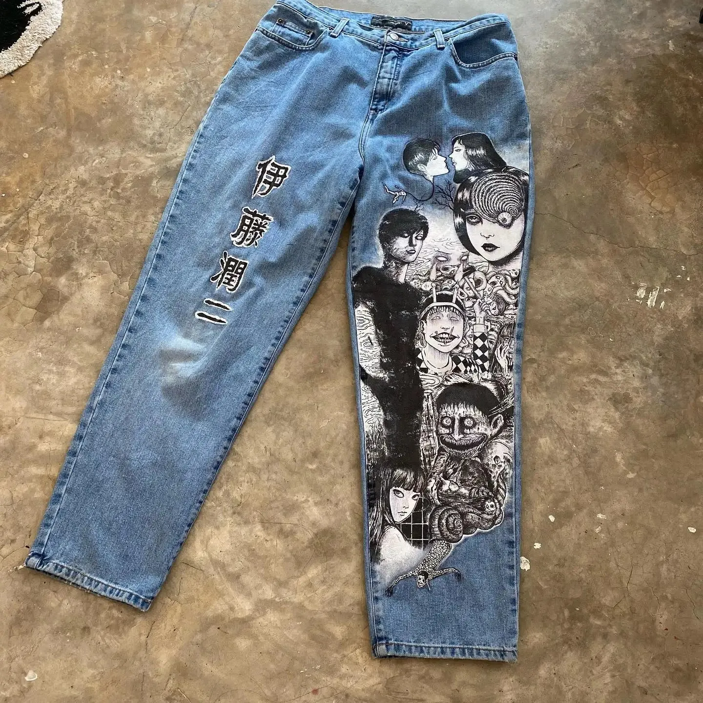 Hip Hop Anime Graphic Baggy Jeans Gun Girl Print Jeans Harajuku Denim Y2k Pants Men Women Goth New High Waist Wide Trousers