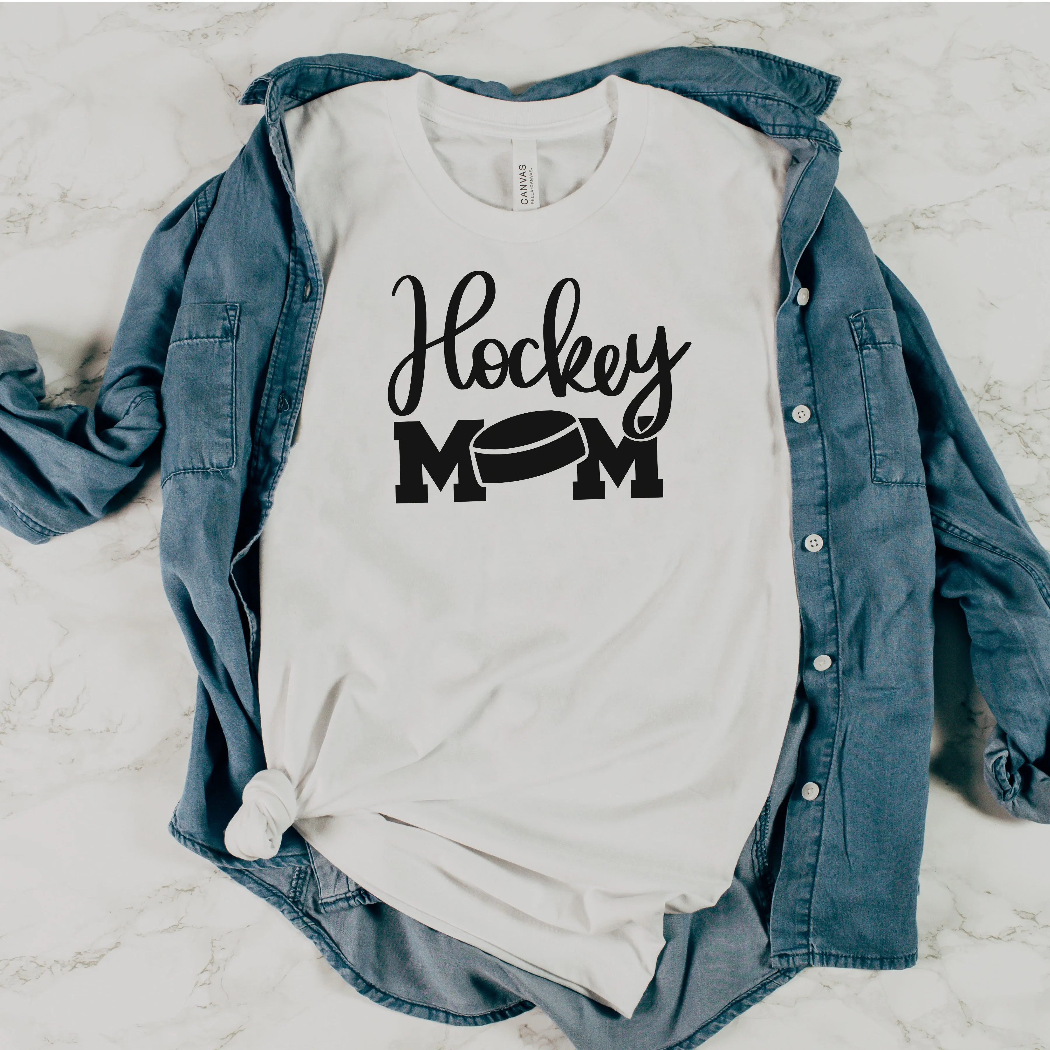 Hockey Mom Shirt with Hockey Puck | Sports Mom Tee