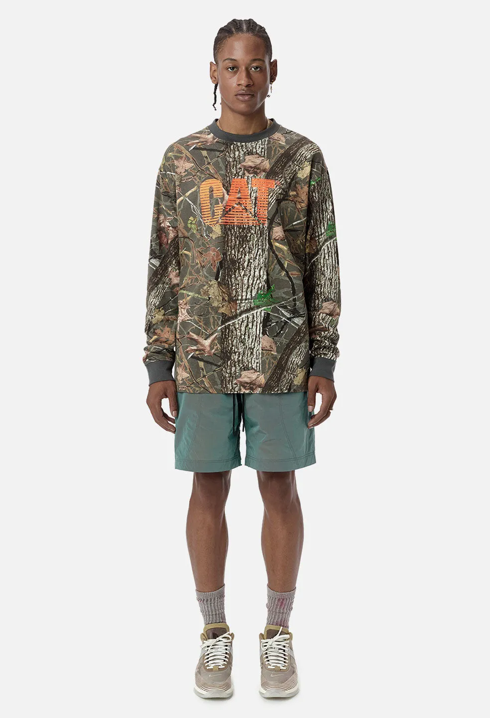 JE X CAT LS University Logo Tee / Camo