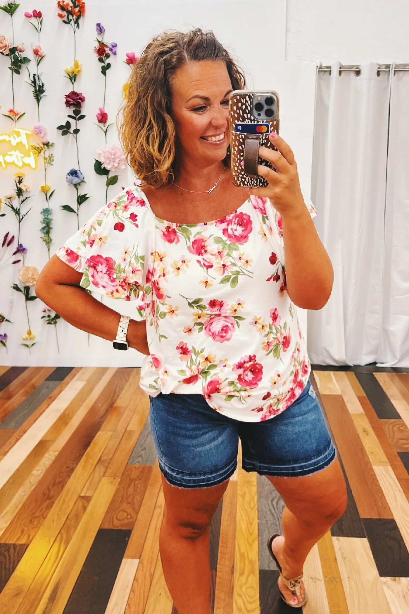 June Floral Square Neck Top