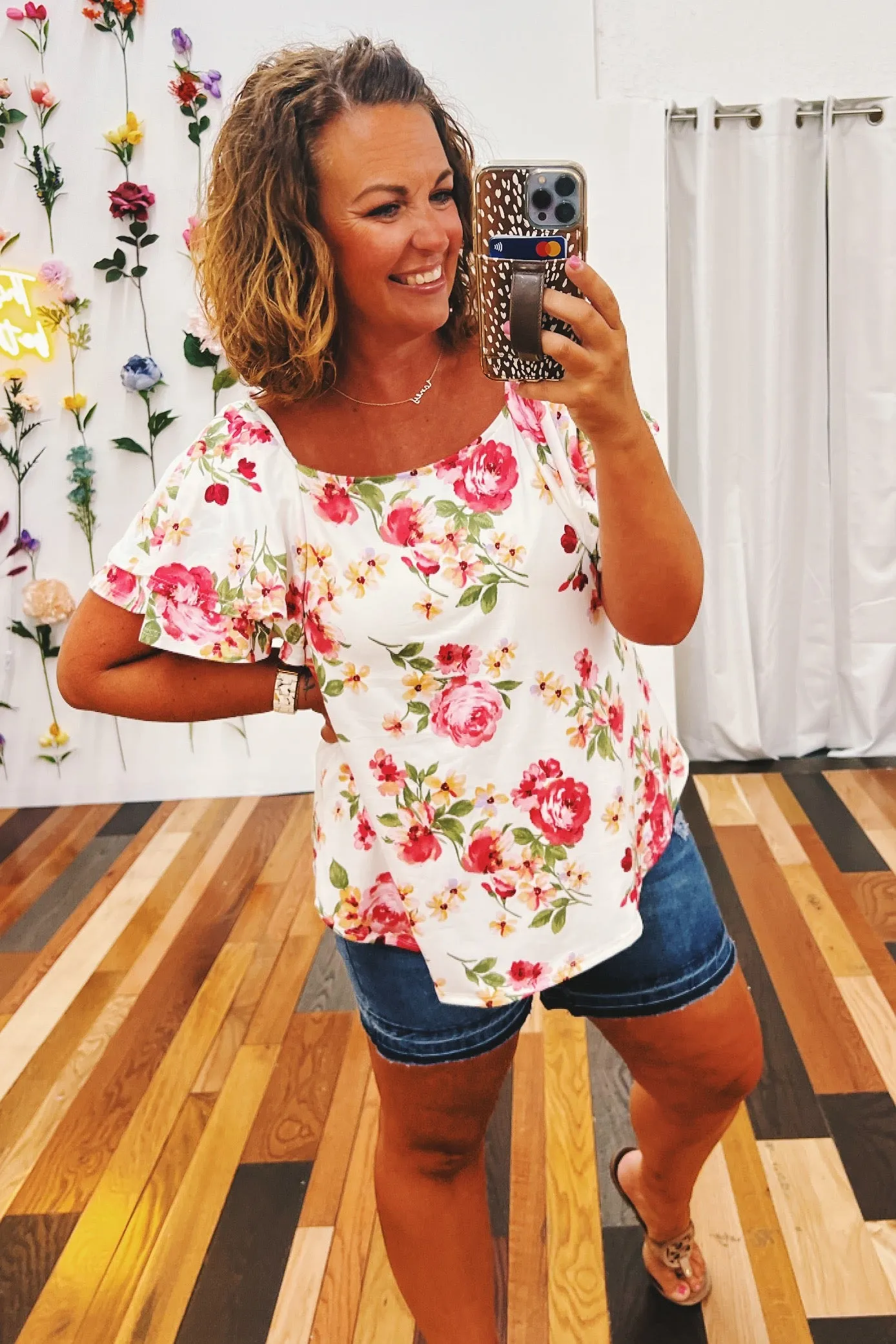 June Floral Square Neck Top