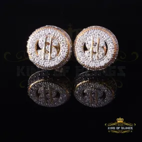 King  of Bling's 925 Silver Yellow 1.00ct VVS 'D' Moissanite Dollar Sign Mens/Womens Stud Earring