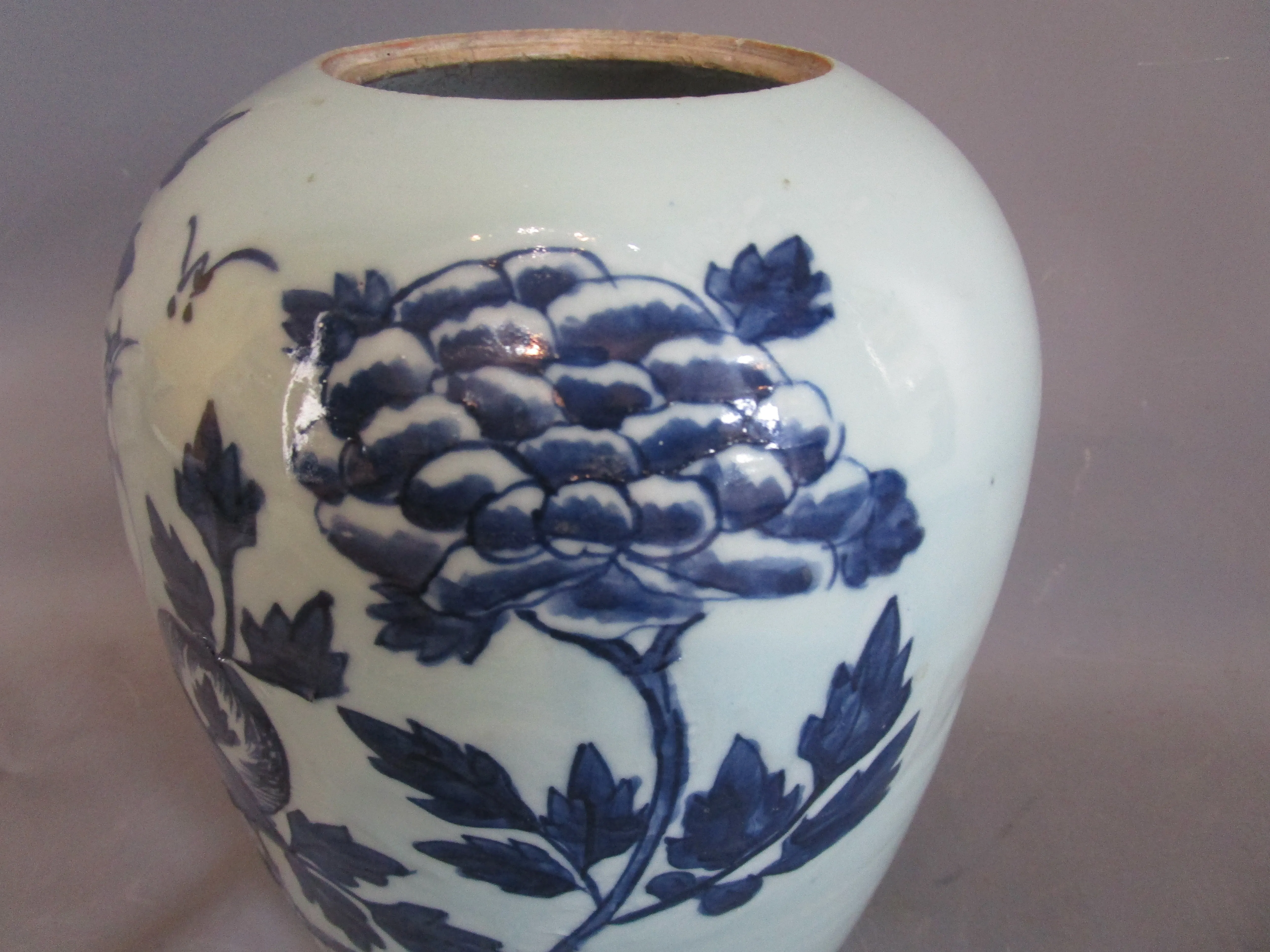 Large Chinese Floral Design Pot Antique Victorian c1850