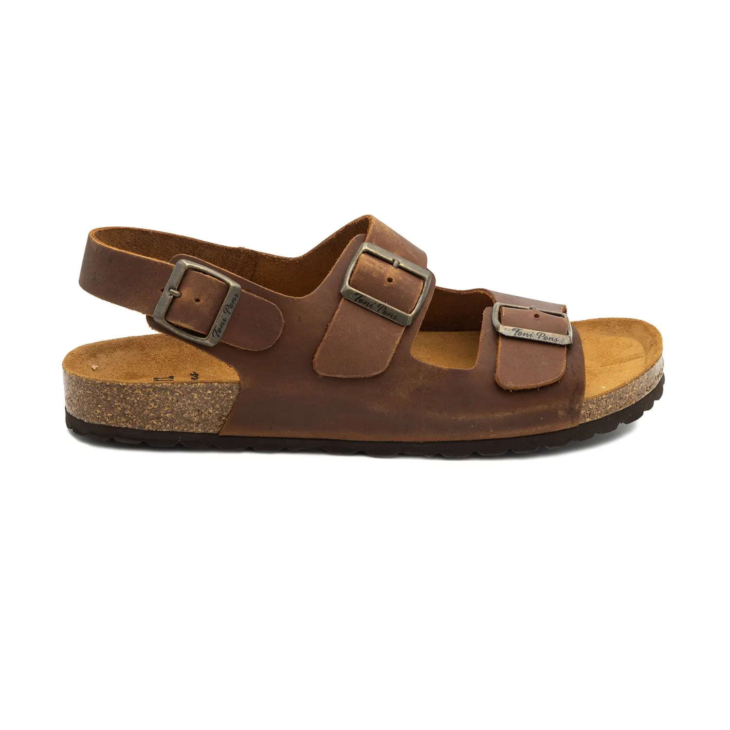 Leather Sandal with Double Buckle for Men  - Gil-PE