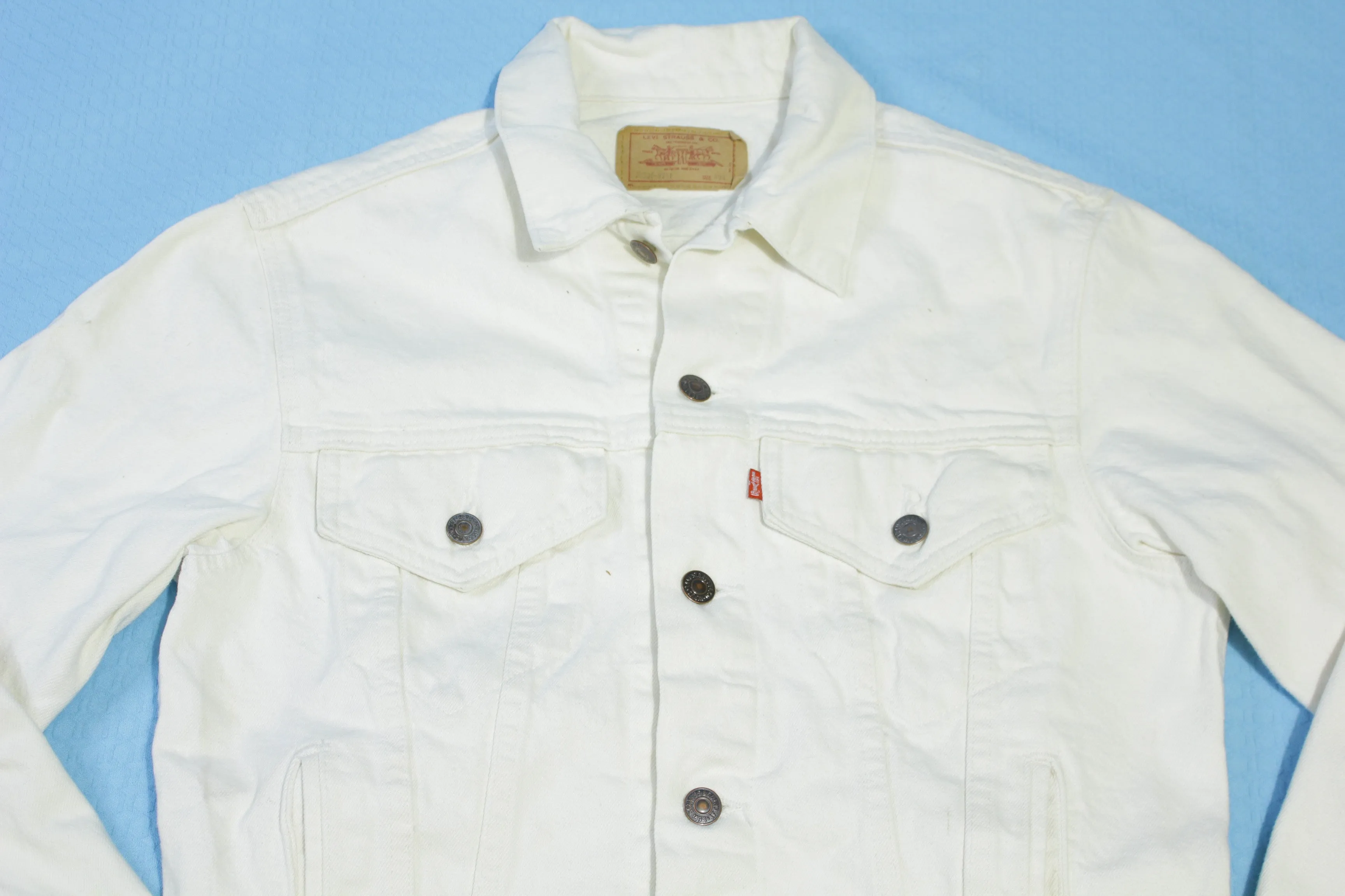 Levis 70506-0251 WPL 423 Vintage 80's Made in USA Cocaine White Denim Jean Jacket