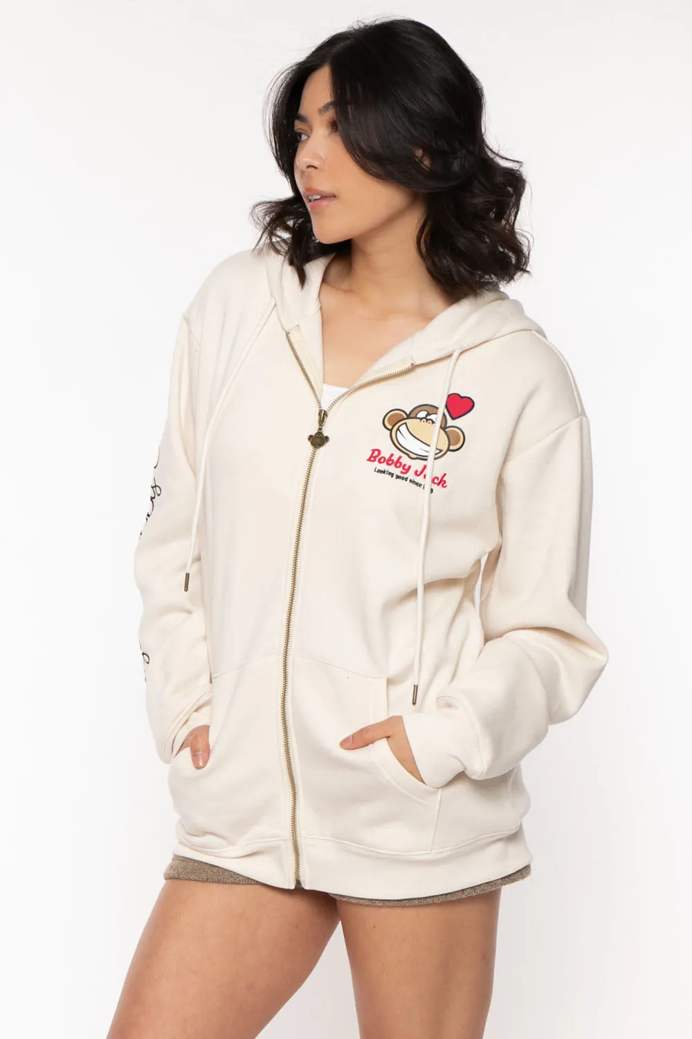 Looking Good - Bobby Jack Oversized Premium Zip Hoodie - Ivory