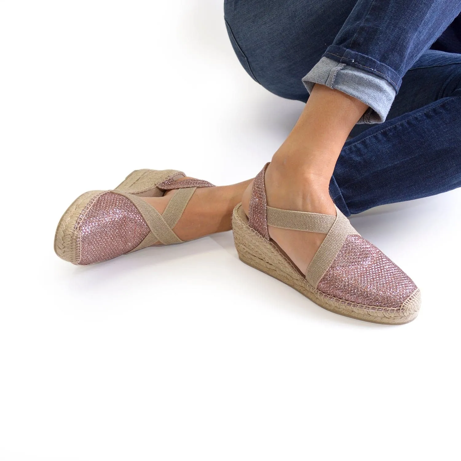 Metallic Cotton Blend Wedge Espadrille for Women - Triton