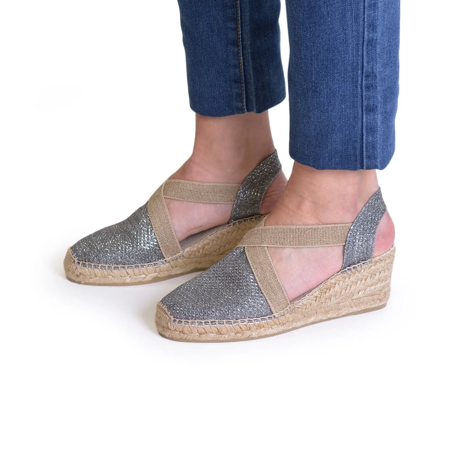 Metallic Cotton Blend Wedge Espadrille for Women - Triton