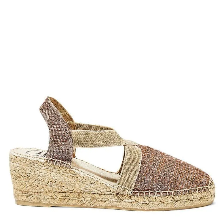 Metallic Cotton Blend Wedge Espadrille for Women - Triton