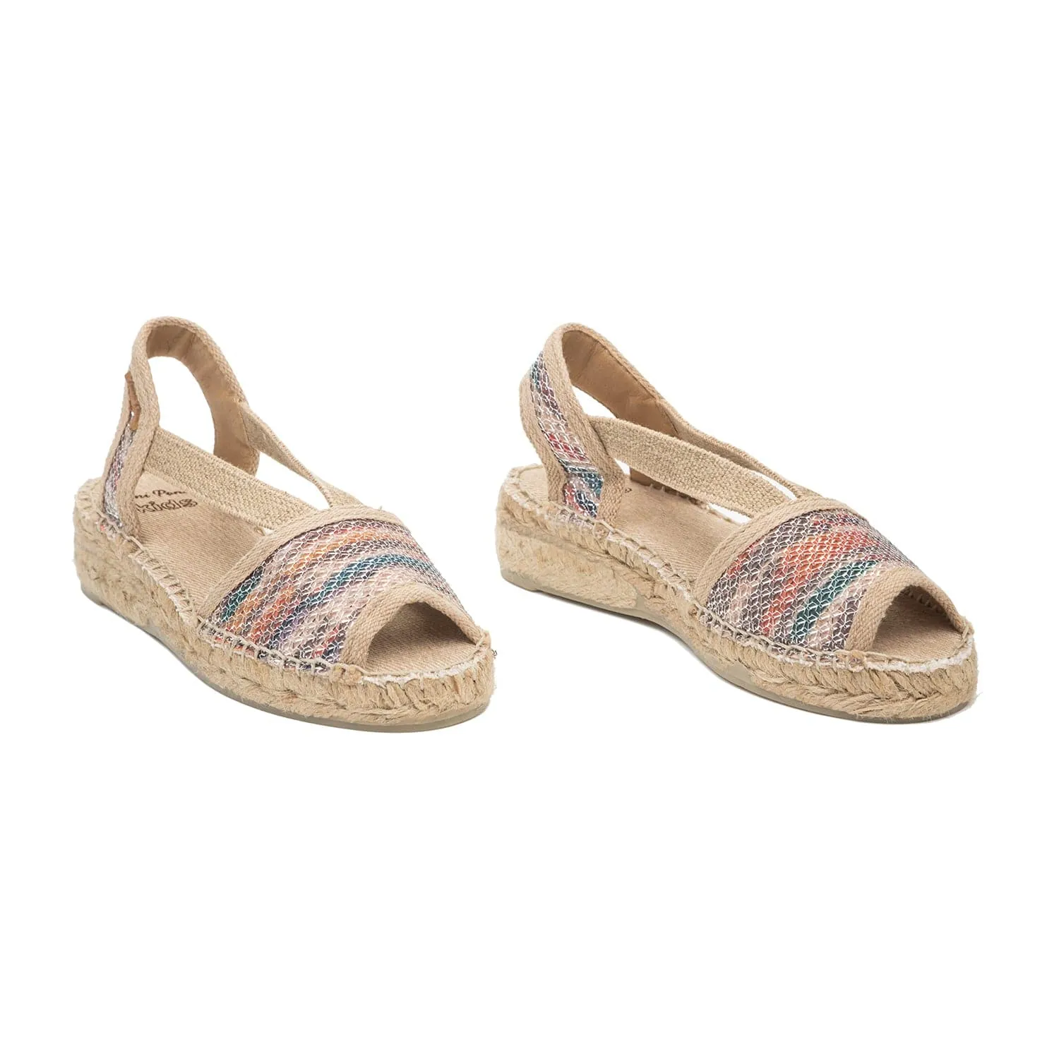 Multicolor Cotton Blend Wedge Espadrille for Kids - Eli-S