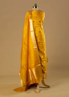 Mustard Pure Silk Suit with Banarasi Organza Dupatta