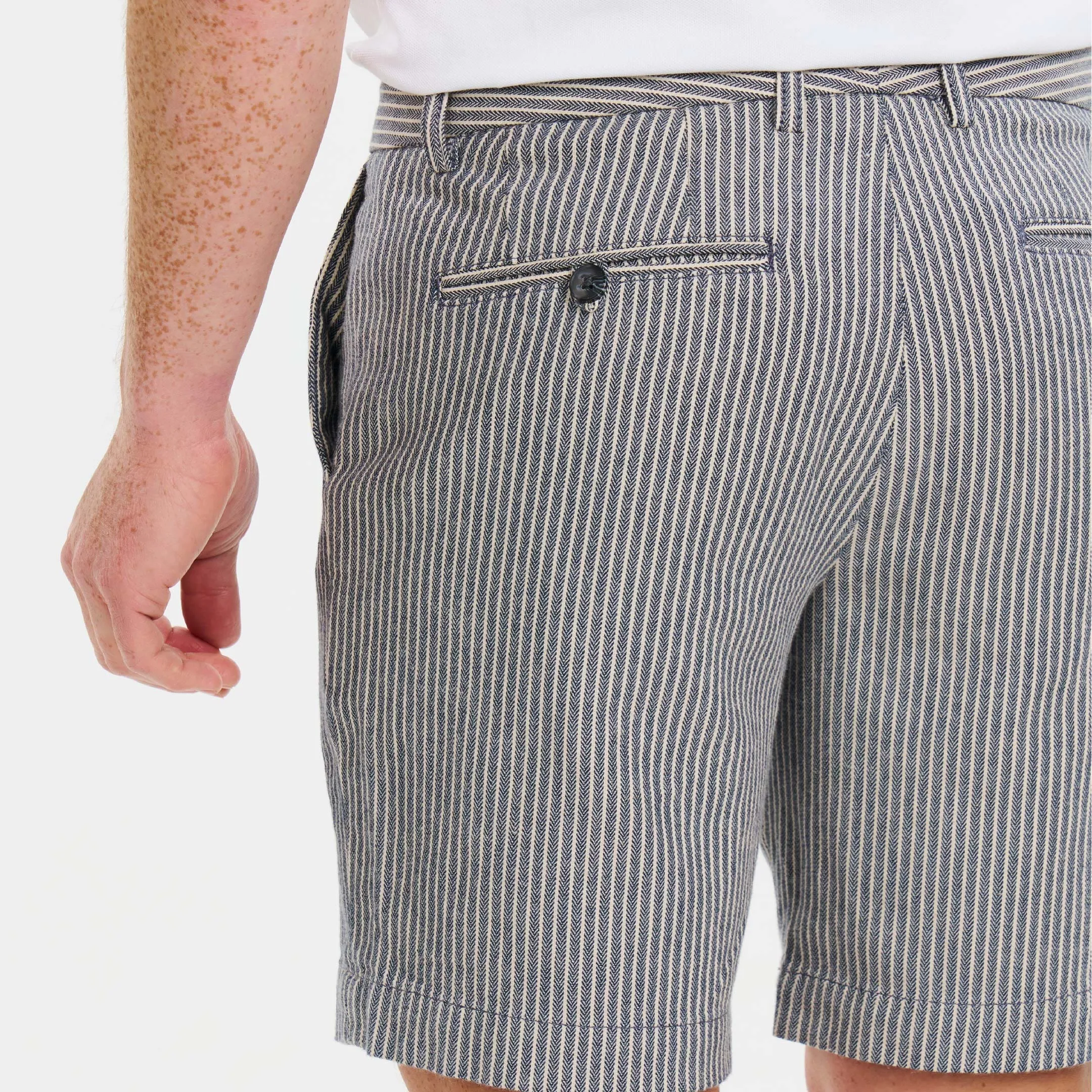 Navy Pinstripe Hampton Stretch Chino Short