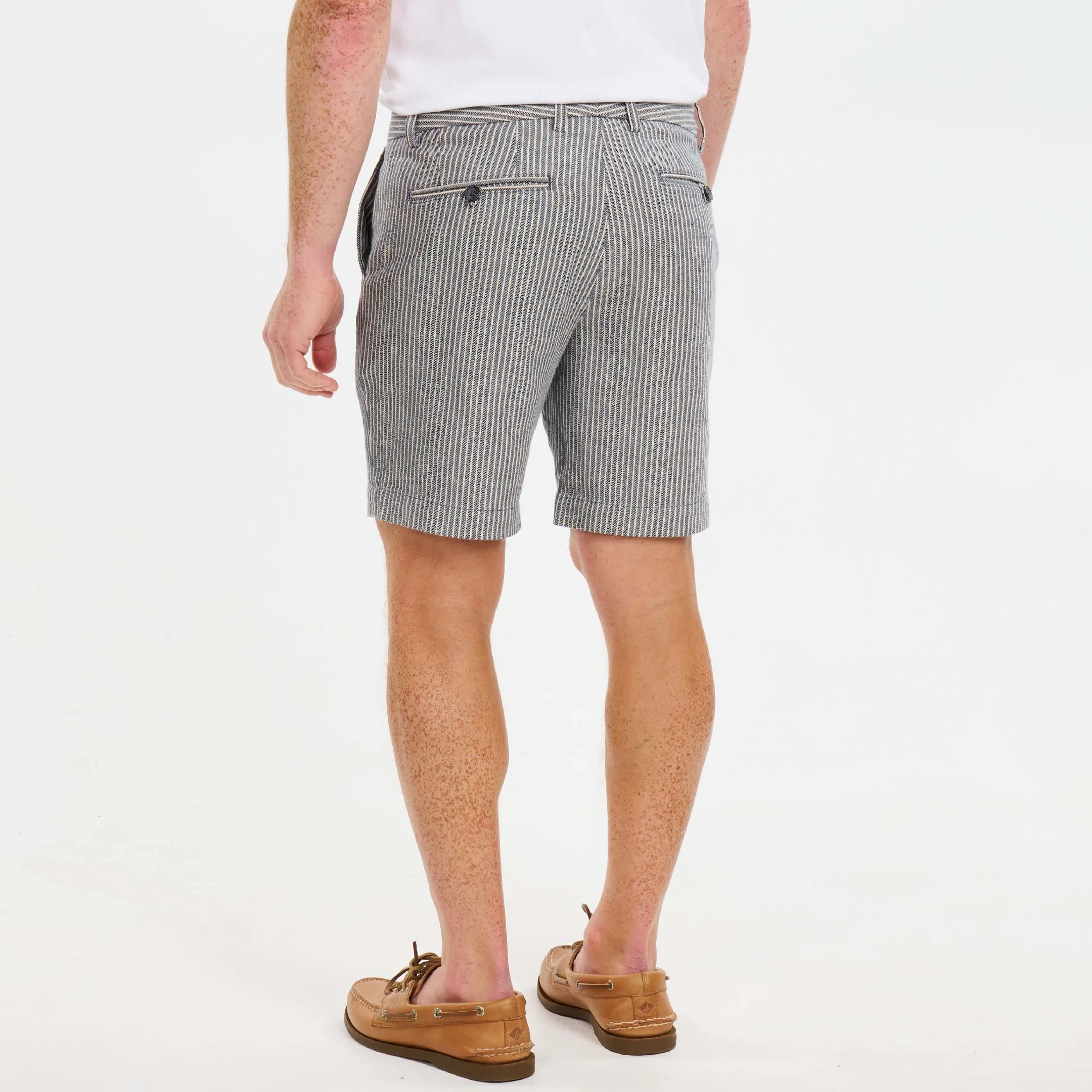 Navy Pinstripe Hampton Stretch Chino Short