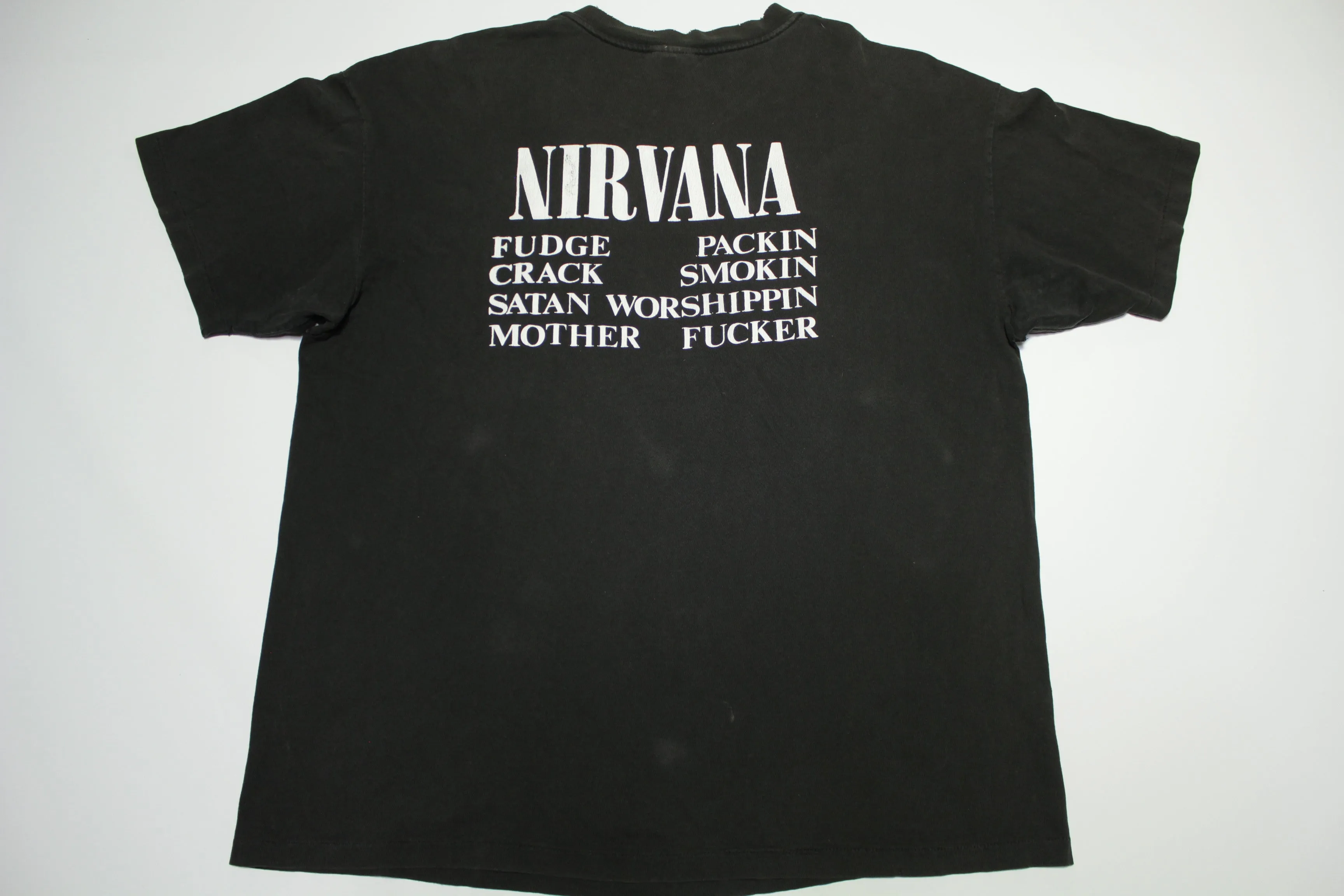 Nirvana Vestibule Vintage Fudge Packin Satan Worshippin 1990 Original 90's T-Shirt