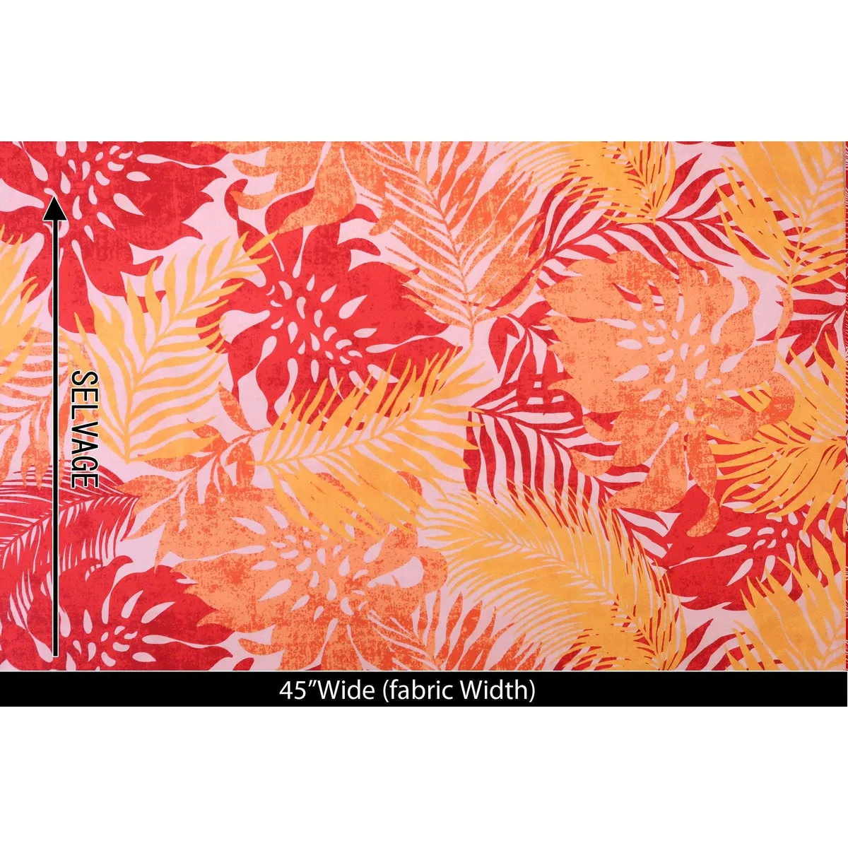 Palm Leaf and Monstera Layering Fabric-Orange PC096O YEL-0005C