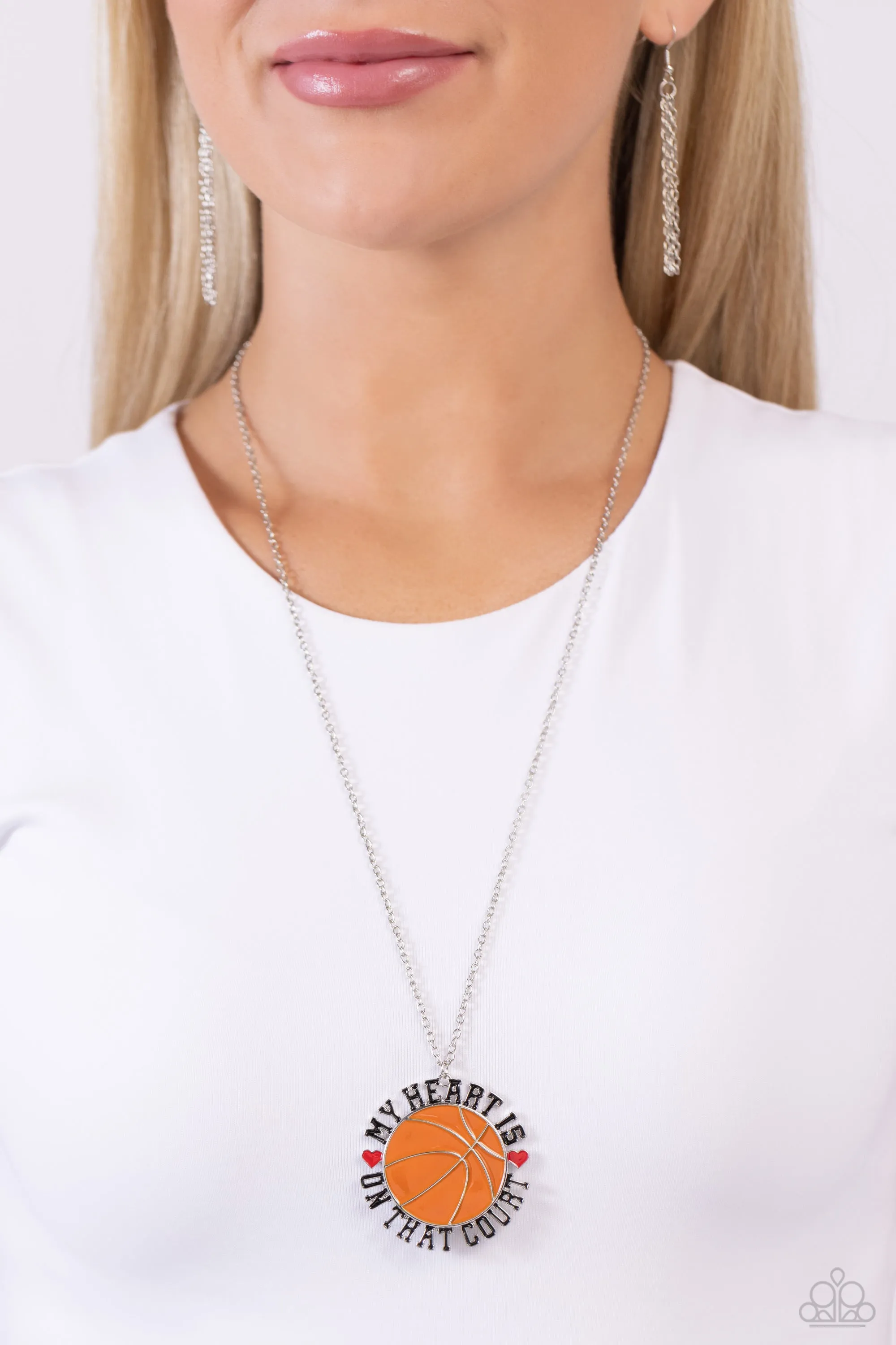 Paparazzi Courting Courtside Orange Necklace & Earring Set