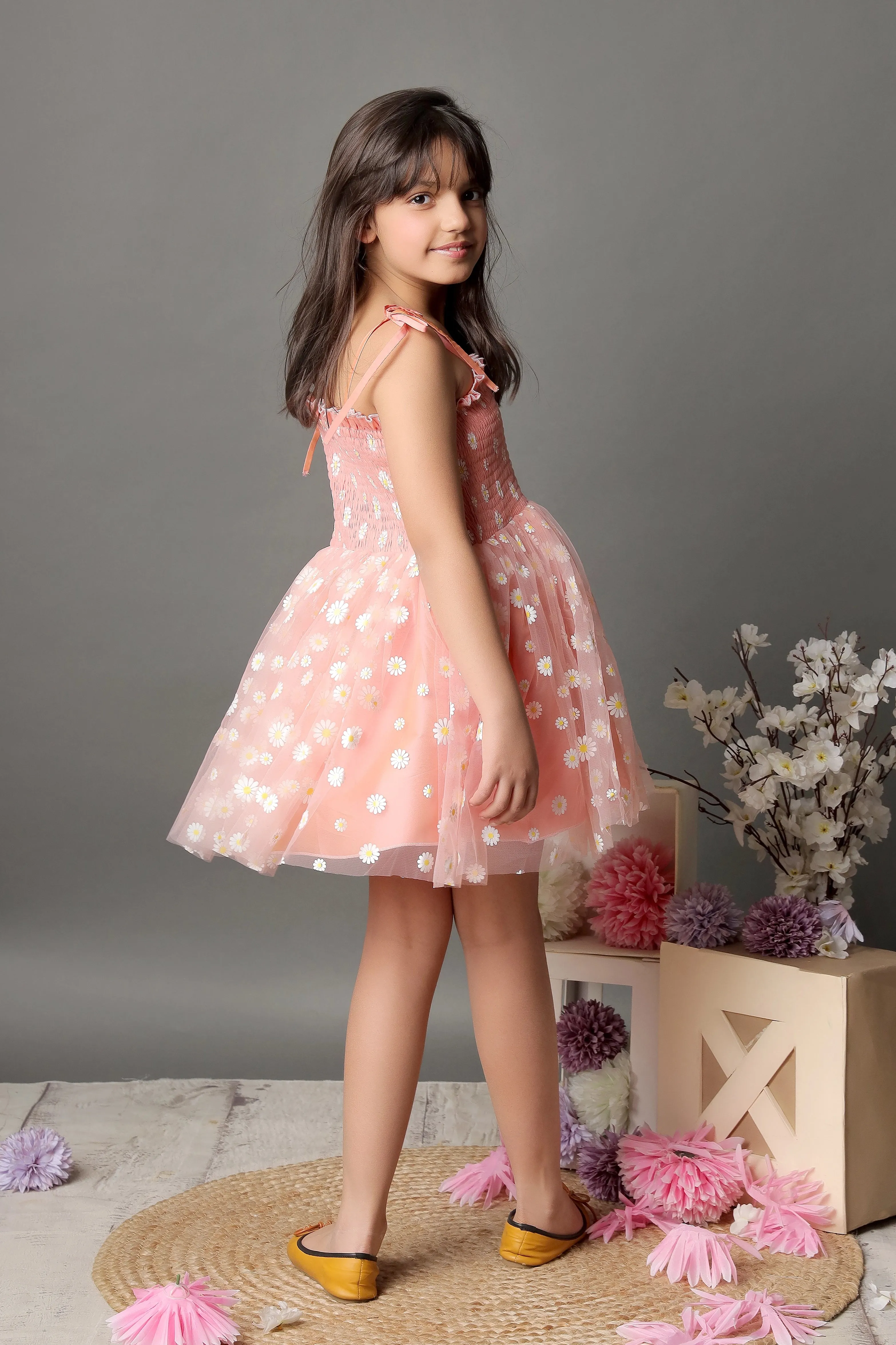 Peach Bloom Floral Dress