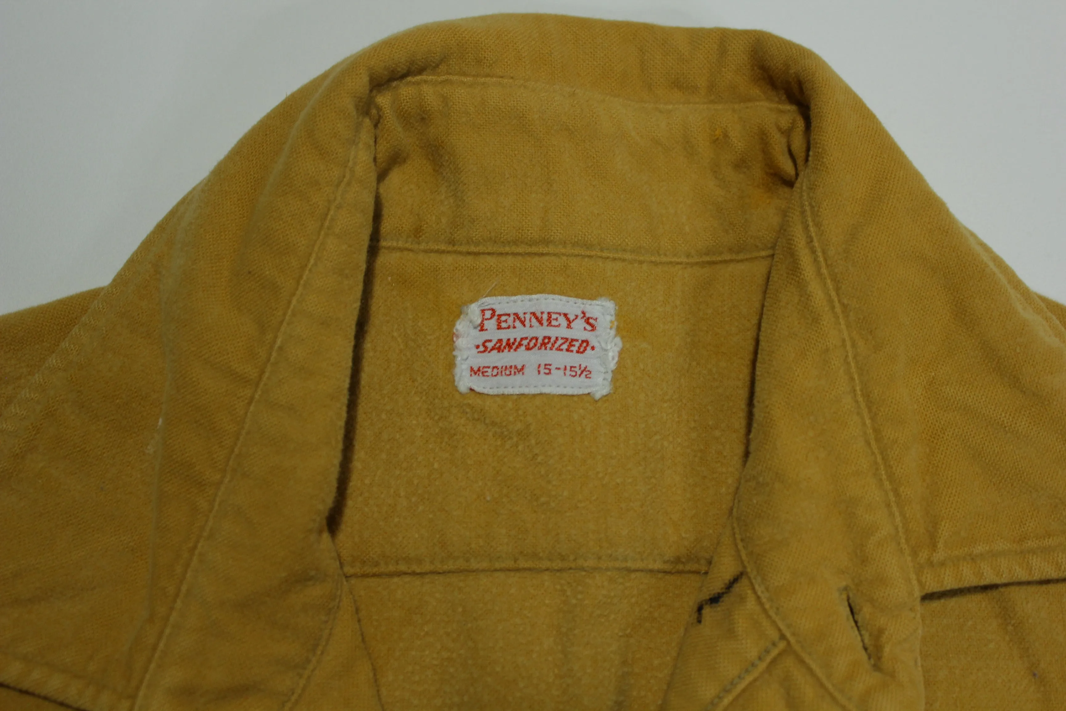 Penneys Sanforized Vintage 50's Distressed Cotton Button Up Work Shirt