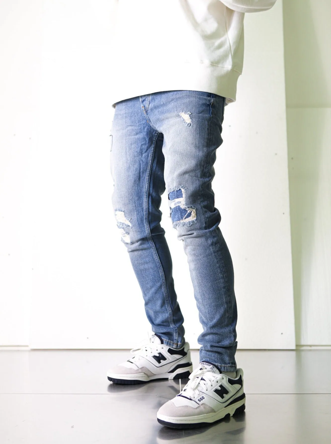 Premium Ripped Blue Denim