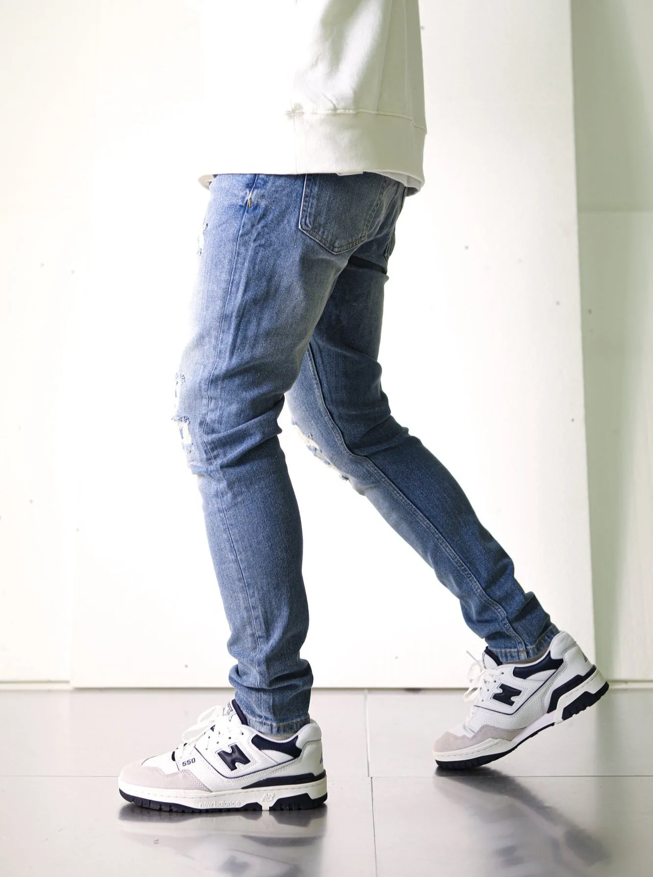 Premium Ripped Blue Denim