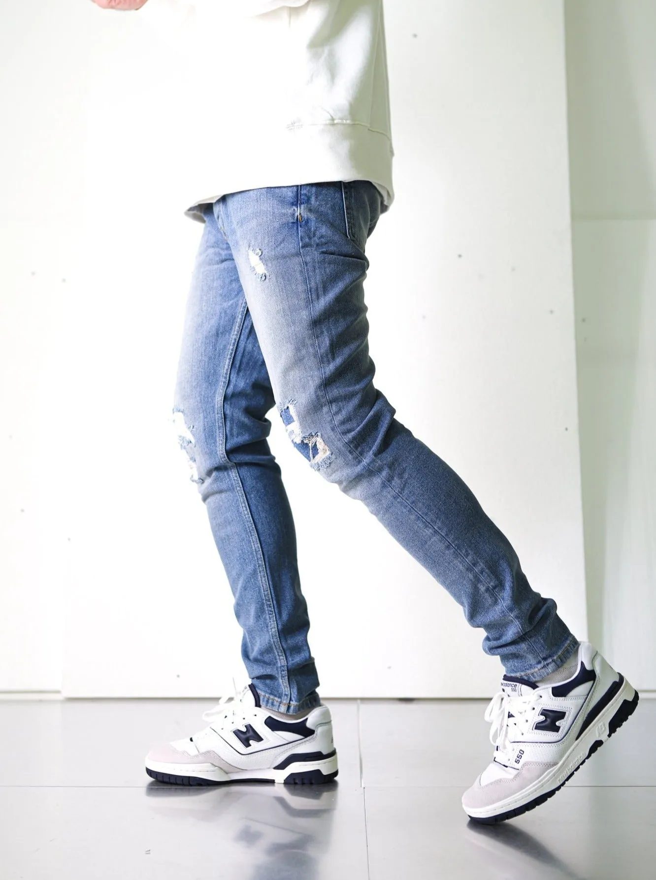 Premium Ripped Blue Denim