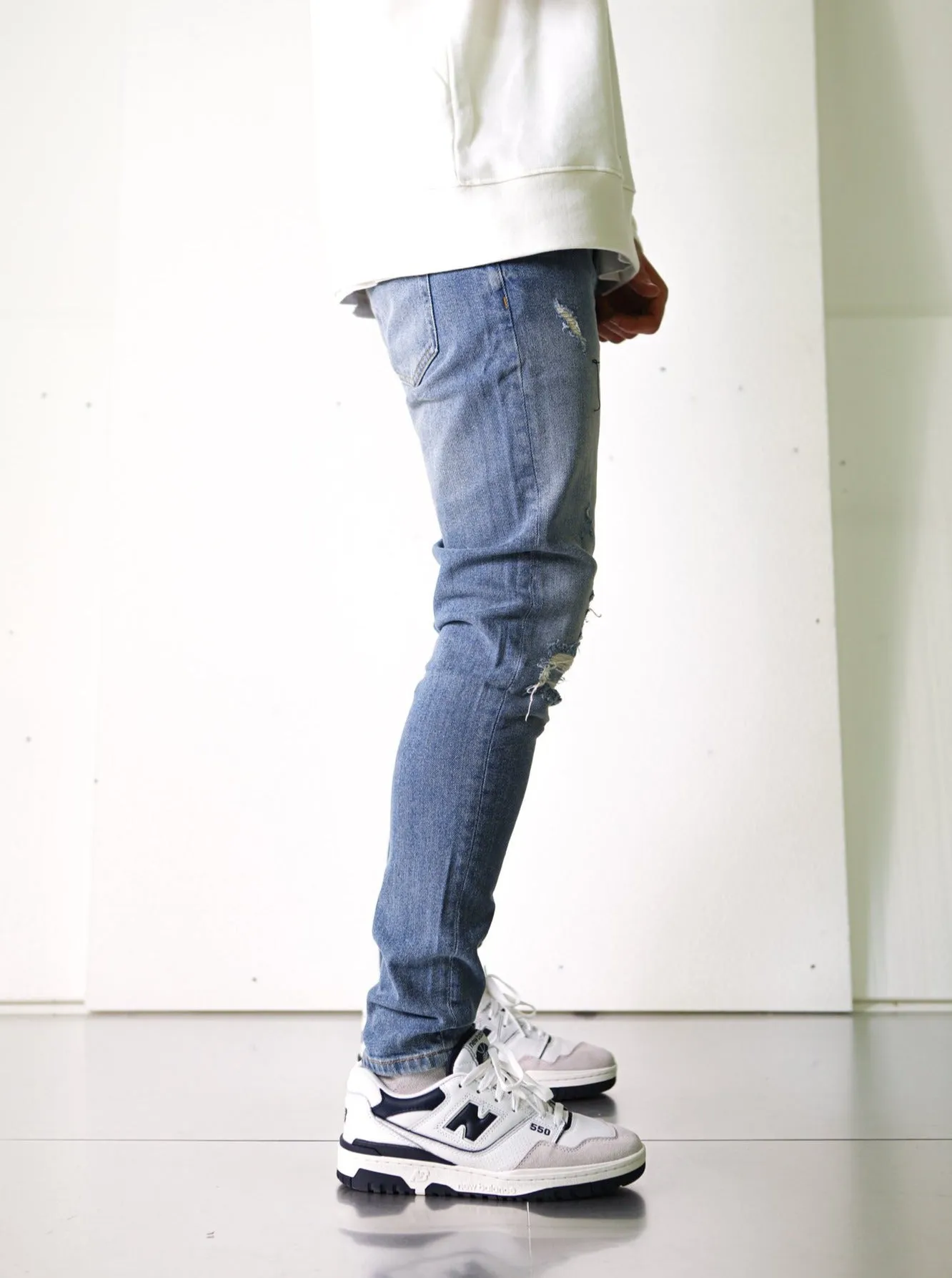 Premium Ripped Blue Denim