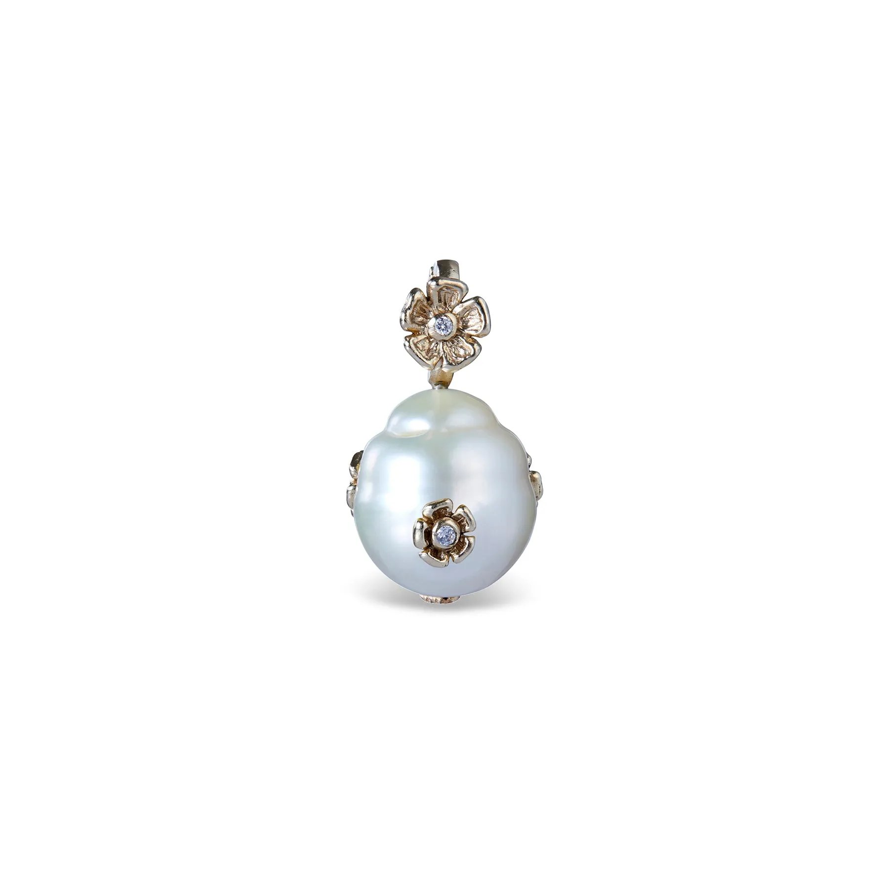 PRIMROSE MARIS WHITE SOUTH SEA SEMI BAROQUE PEARL PENDANT ONE-OF-A-KIND