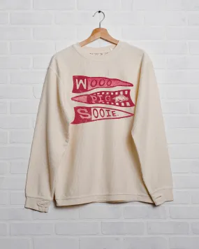 Razorbacks Pennant Ivory Corded Crew Sweatshirt