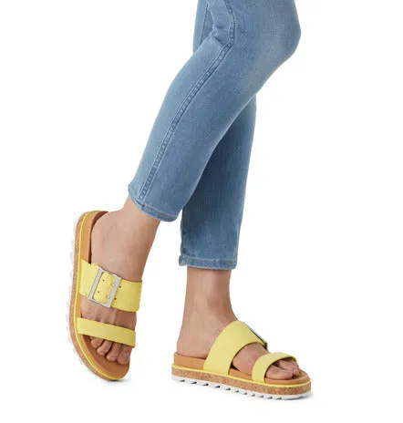 Roaming Buckle Women's Leather Slide Sandal - Sunnyside Yellow