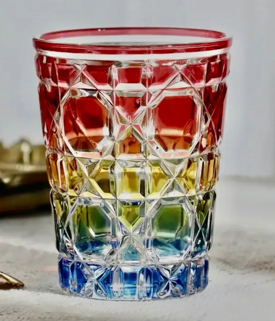 Royal Blue Crystal Cut Whiskey Old Fashioned Glass