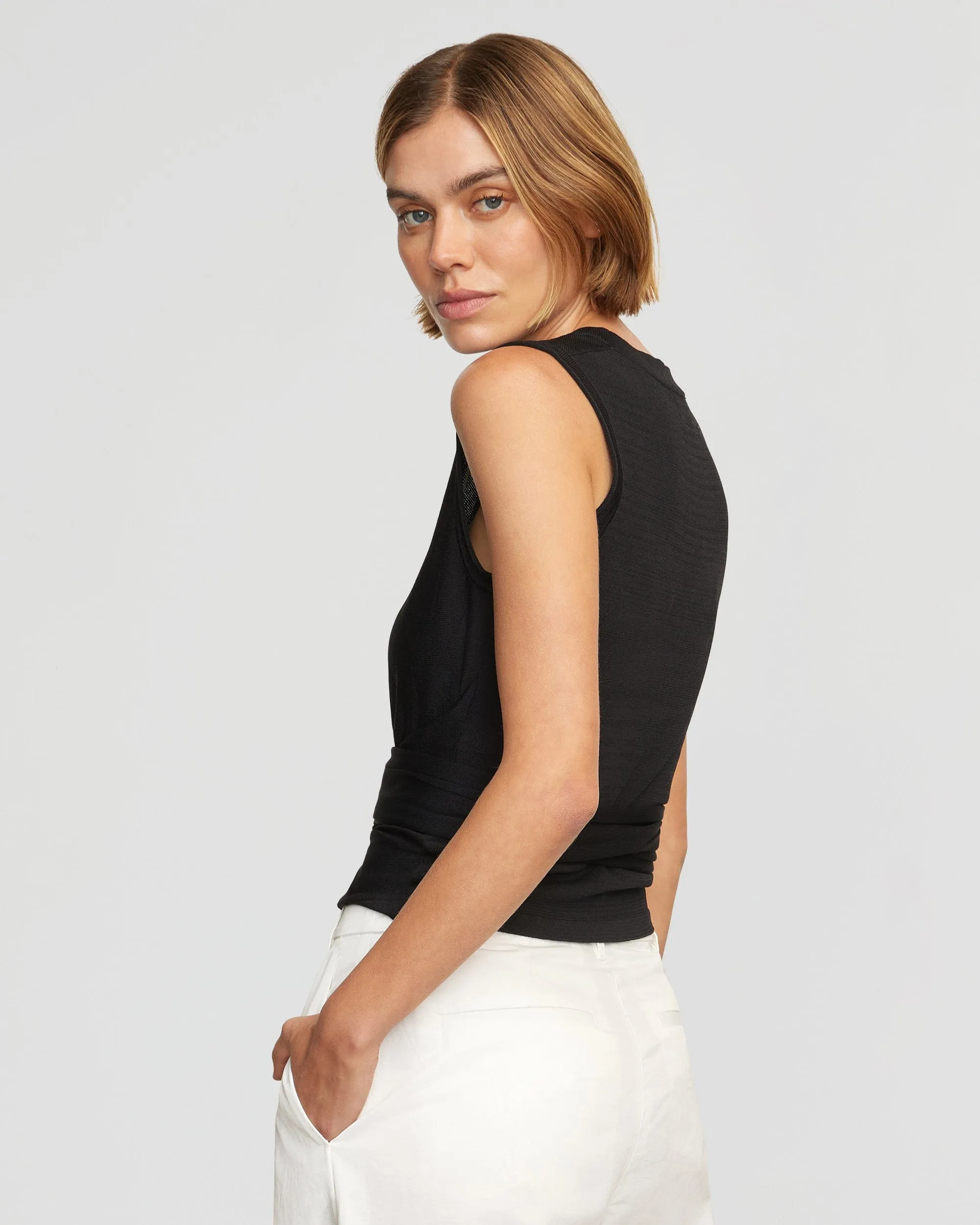 Rumi Cropped Sleeveless Wrap Top