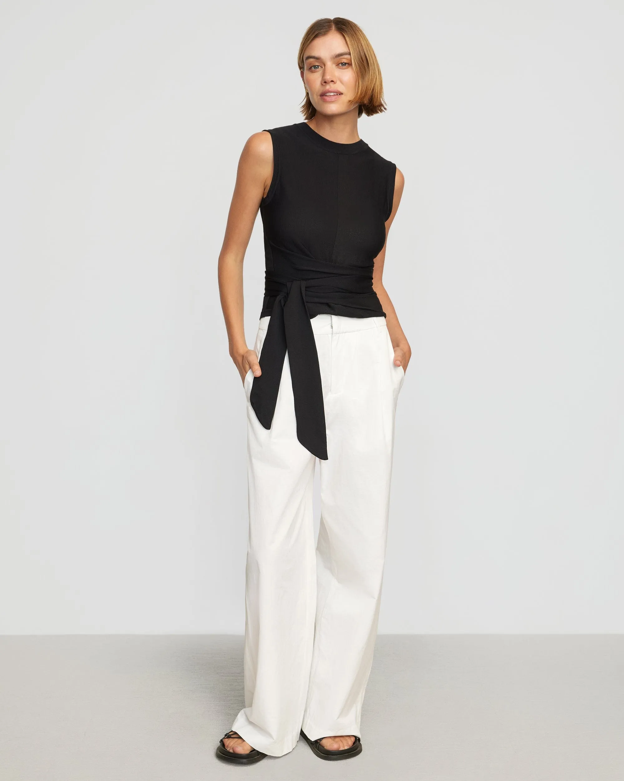 Rumi Cropped Sleeveless Wrap Top