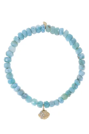 Small Clam Shell Larimar Charm Bracelet